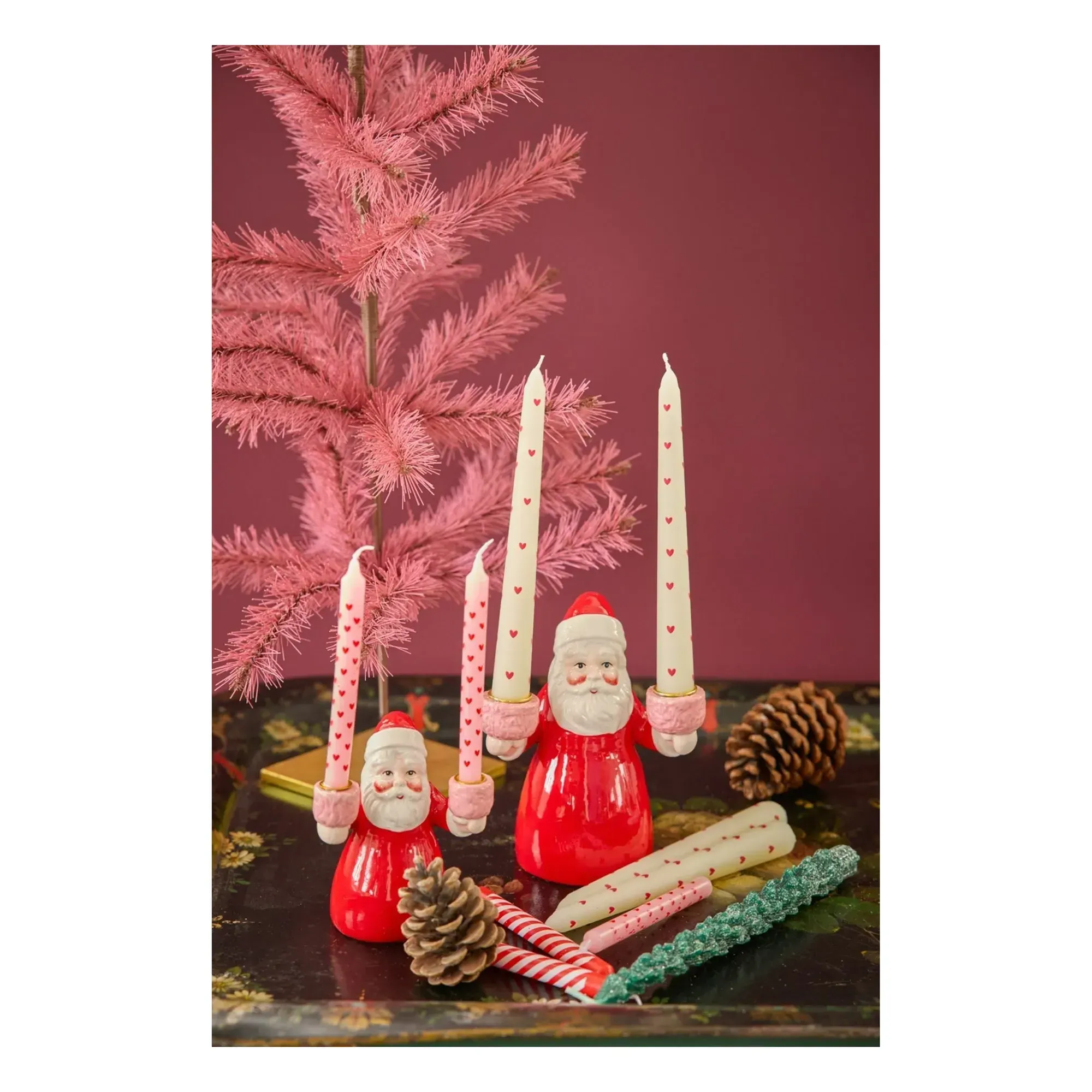 Rice Hearts Candles Set of 2 - Pink, Paraffin Wax alternate view