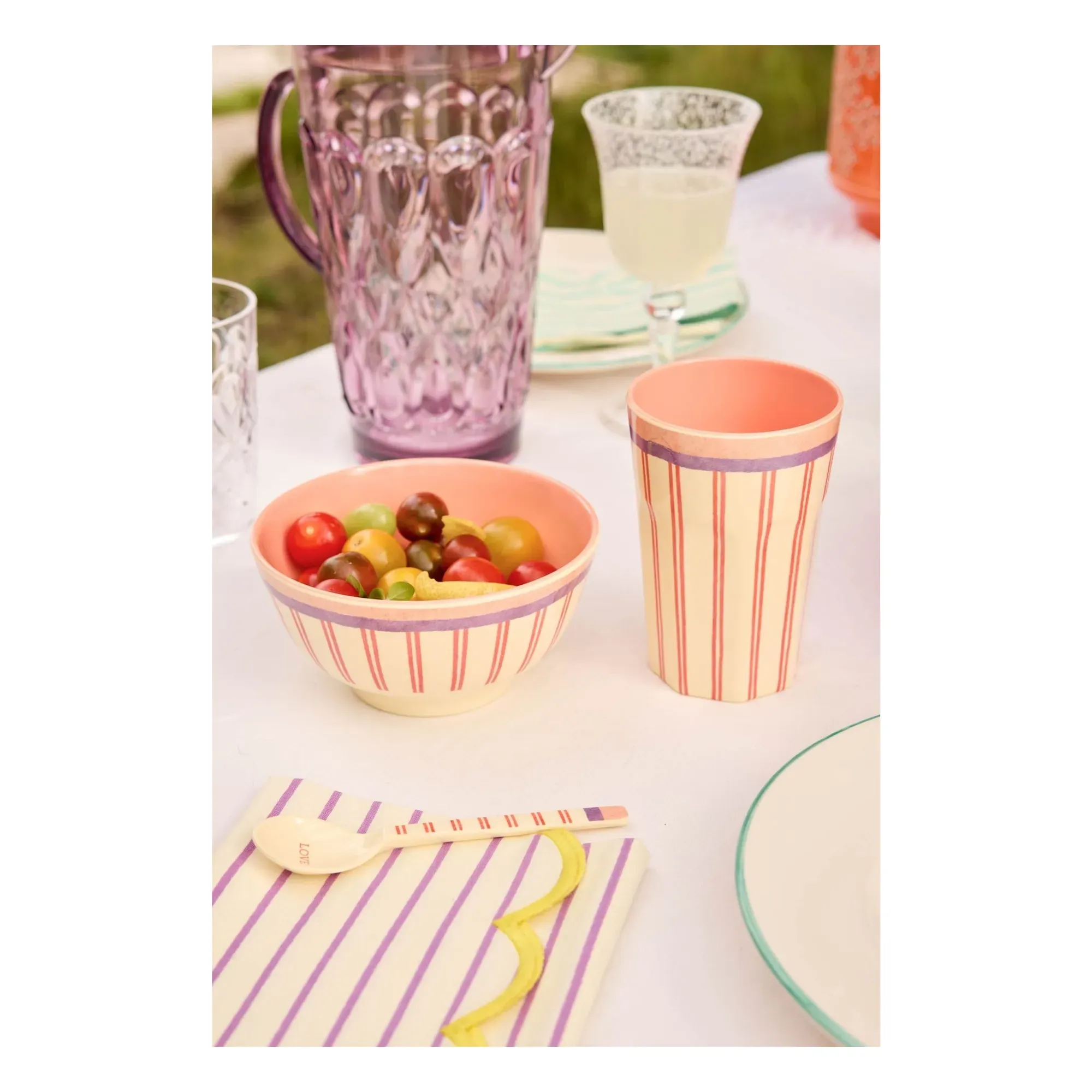 Rice Striped Melamine Tumbler - Cream alternate view