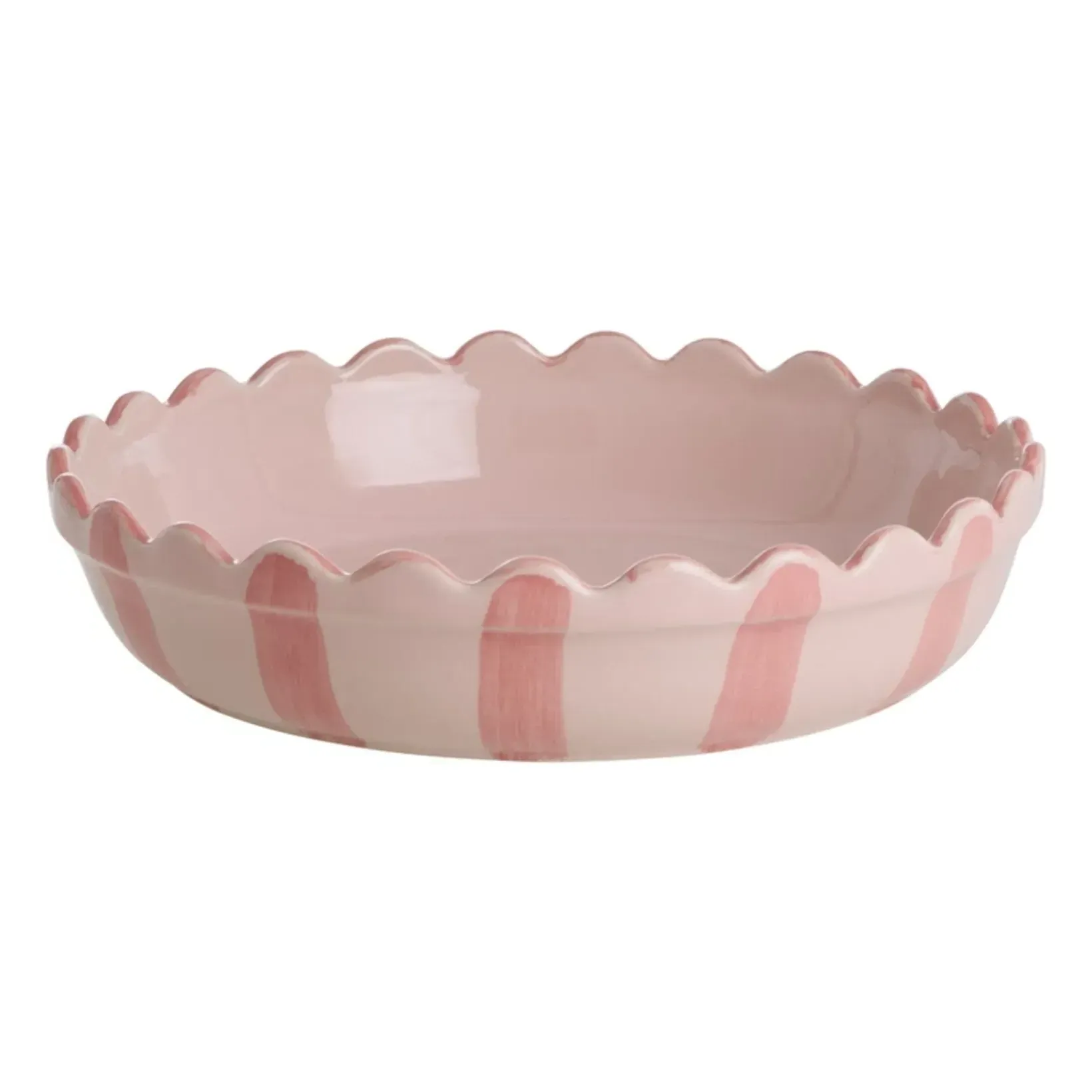 Striped Pie Dish - Pink, Stoneware product