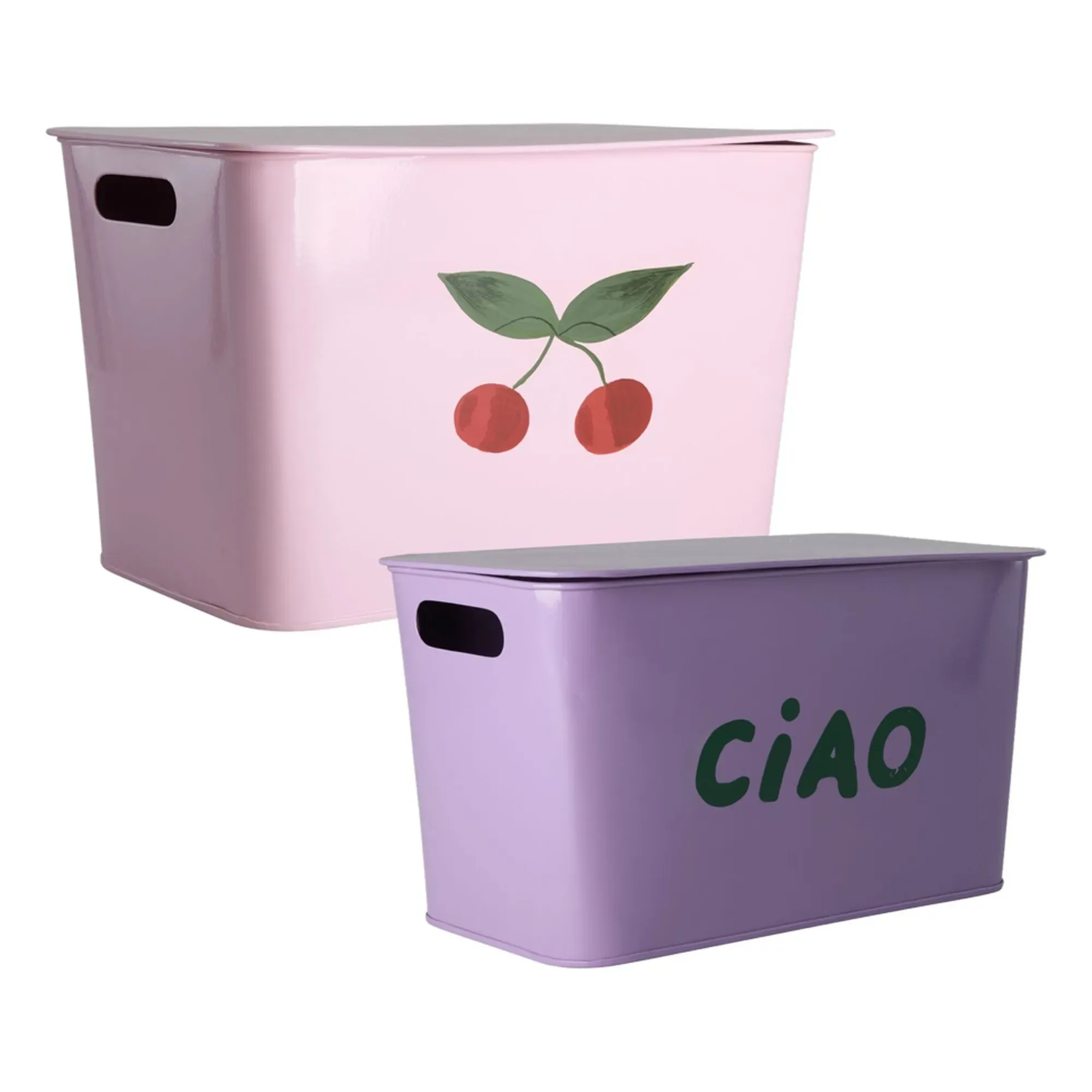 Wall-Mounted Storage Boxes Set of 2 - Pink, Galvanized Iron product