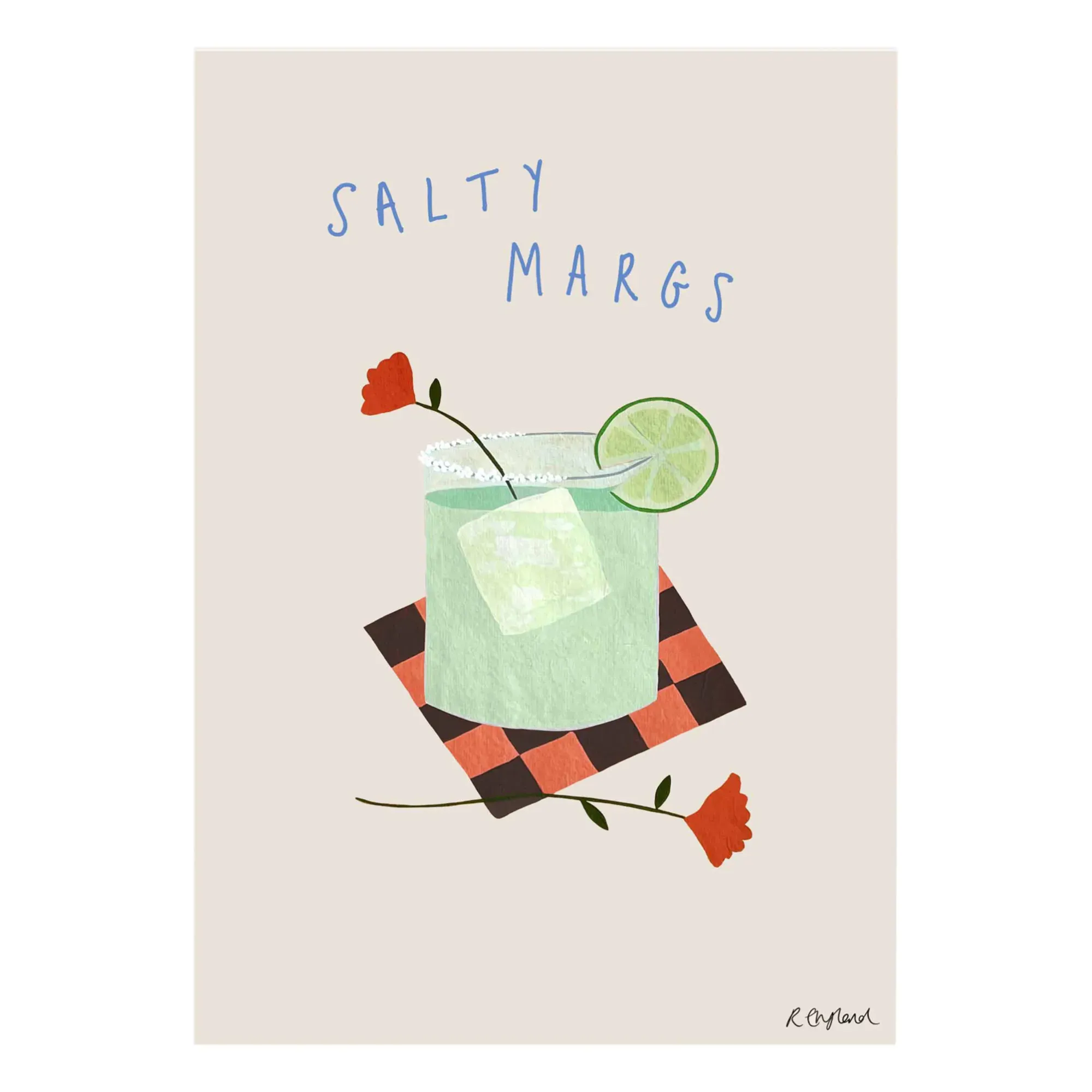 Salty Margs A4 Art Poster - Powder Pink product
