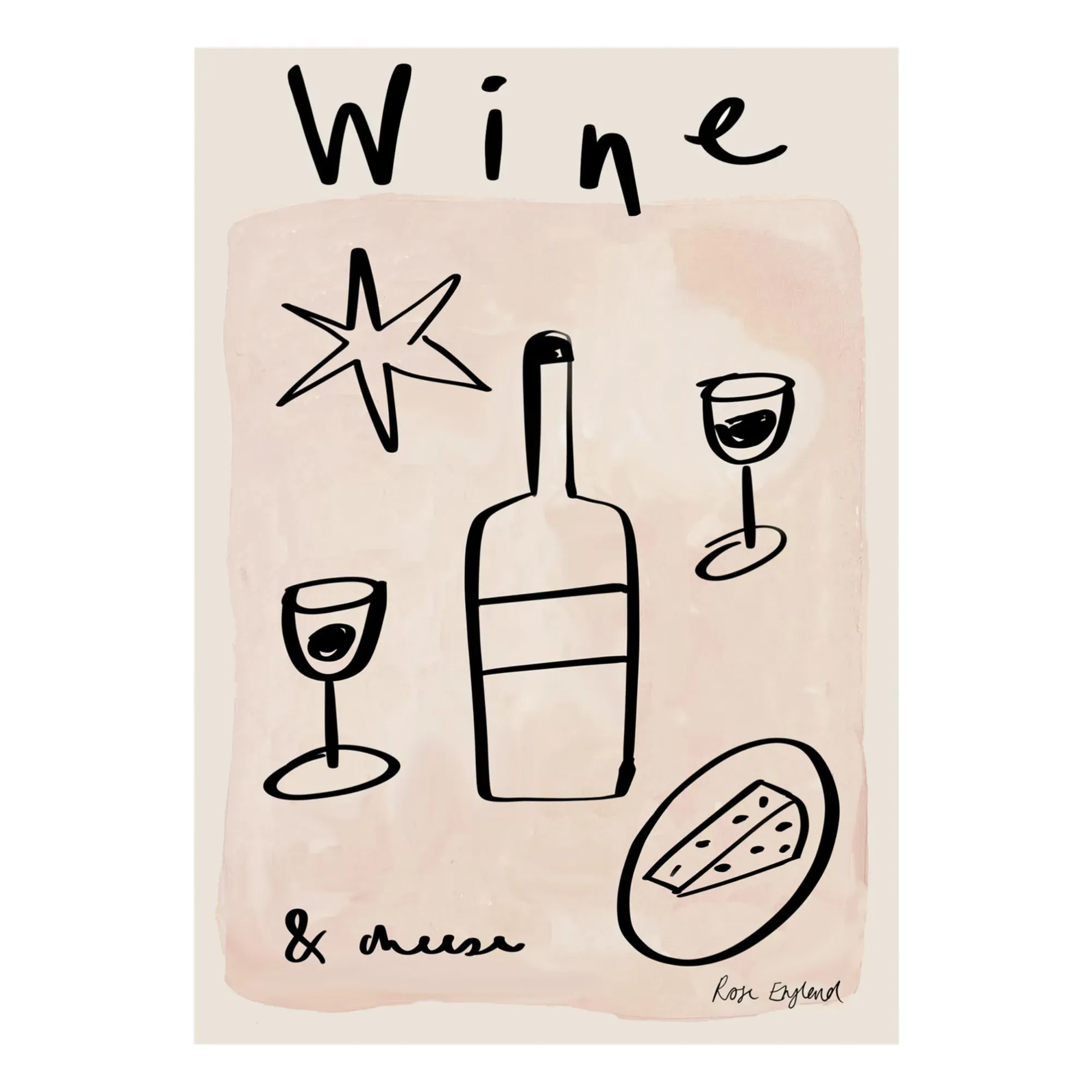 Wine & Cheese Art Print - Beige product