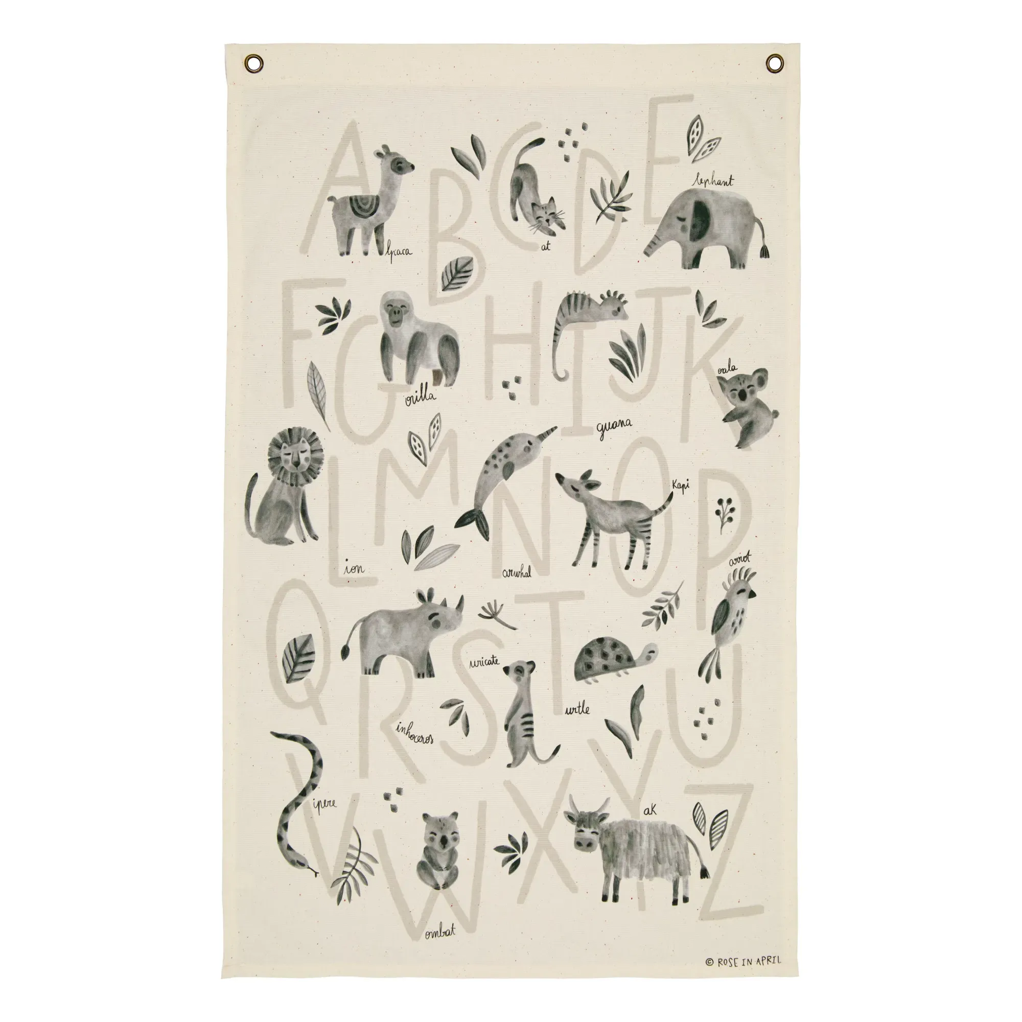 English Alphabet Book Blanket - Ecru, Cotton product
