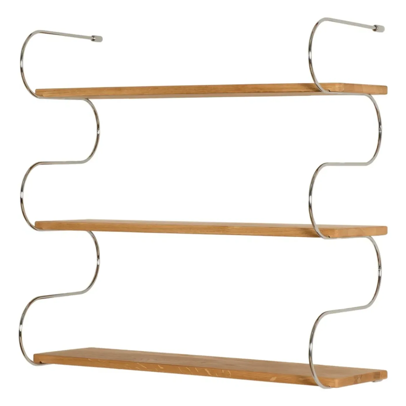 Onda Wall-Mounted Shelving Unit - Chrome, Oak product