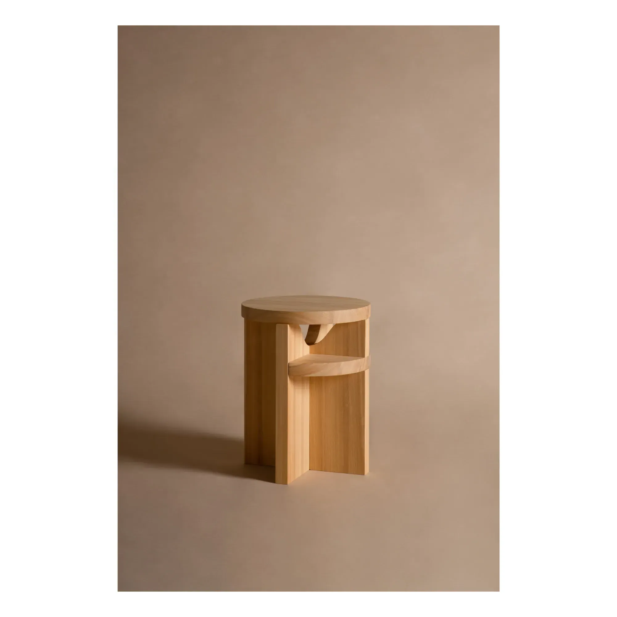Tami Round Stool - Pine, Oak Wood alternate view