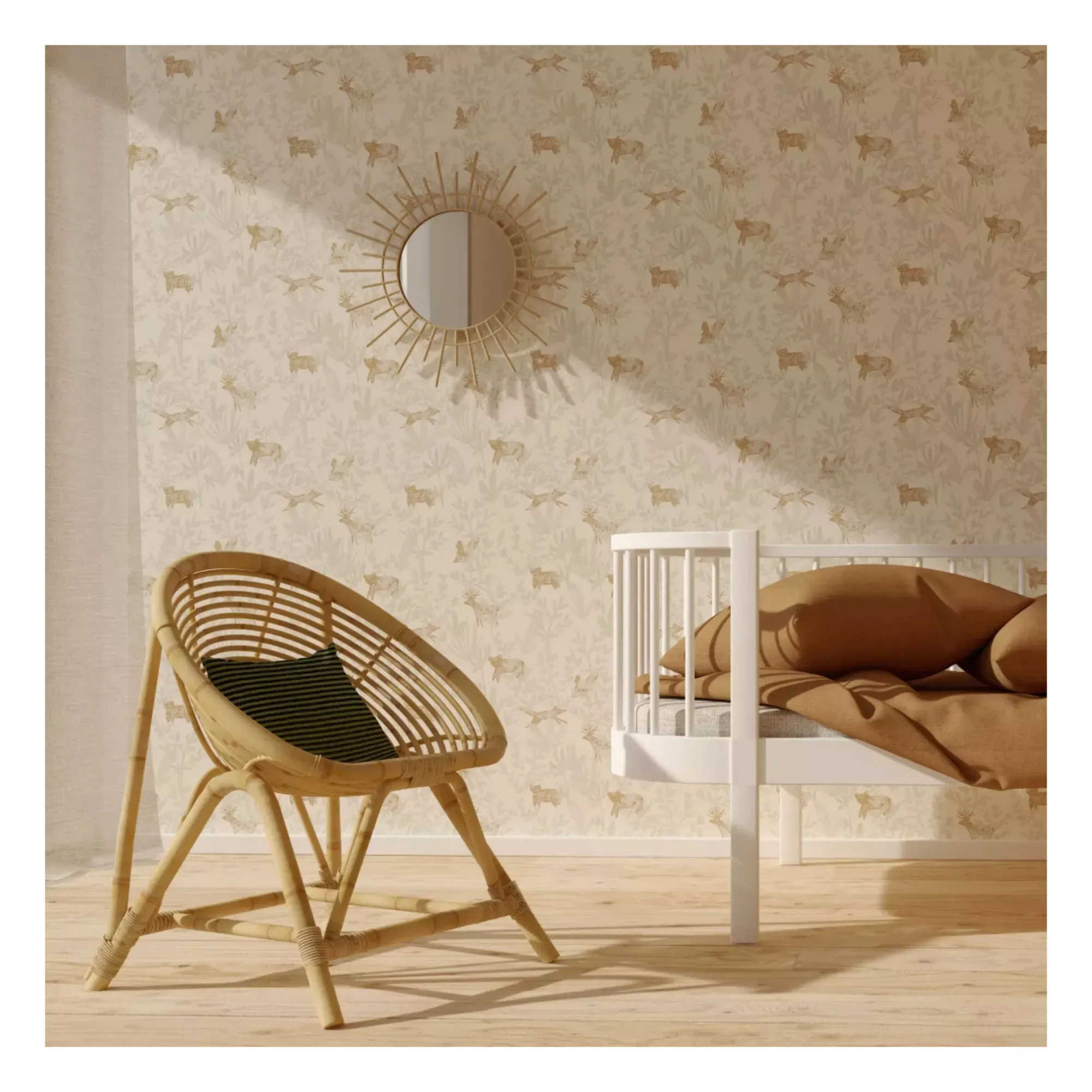 Cache Cache Wallpaper - Lichen Green, Non-Woven product