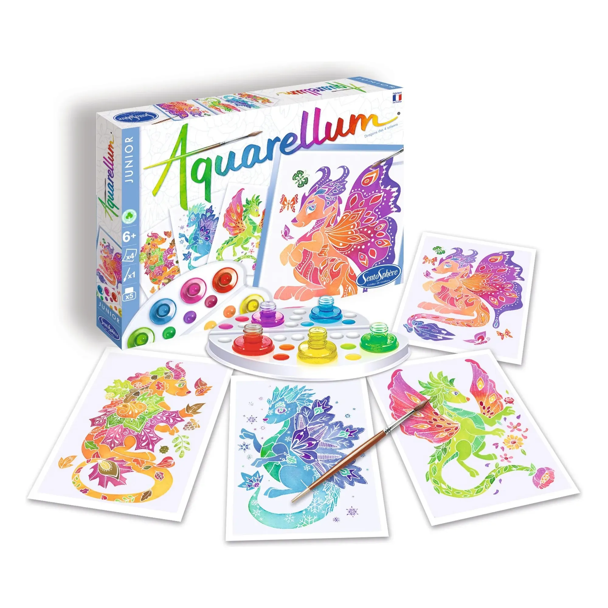 Dragons of the 4 Seasons Watercolor Painting - Multicoloured product