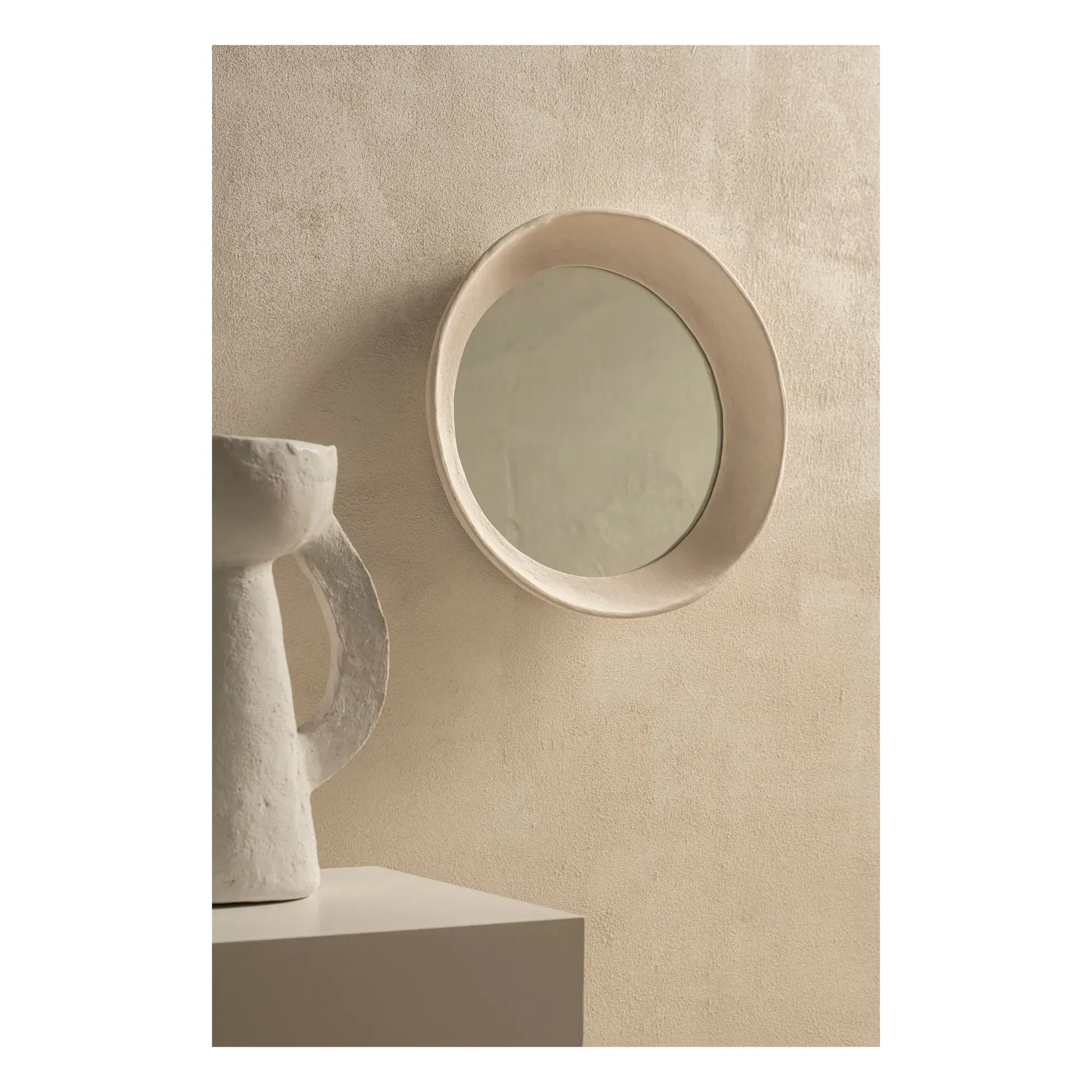 Earth Marie Michielssen Round Wall Mirror - White, Papier-Mâché alternate view