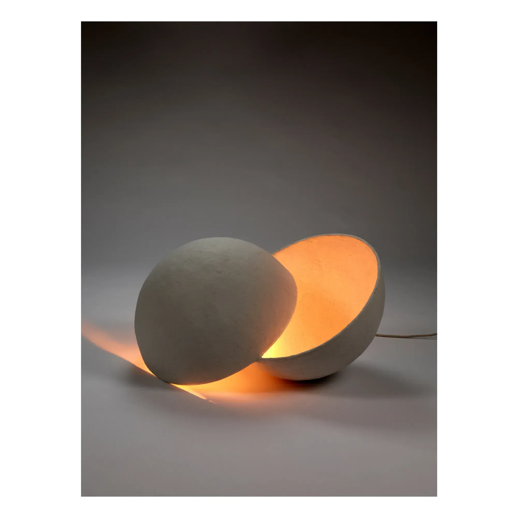 Earth Round Papier Mâché Lamp - White alternate view