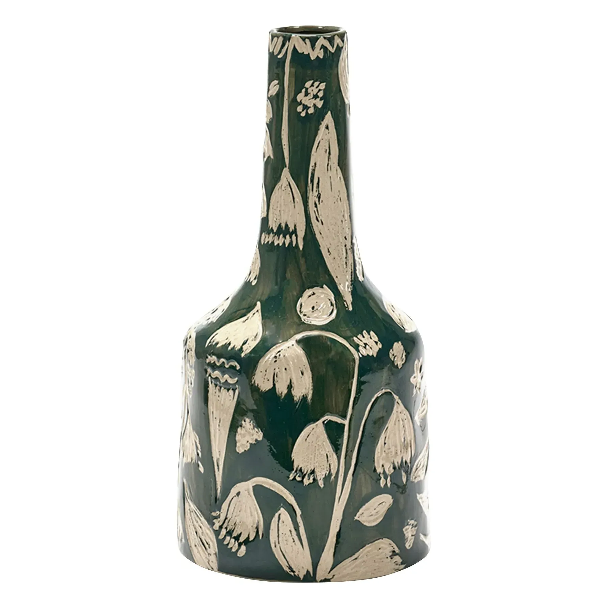 Terres de Rêves Stoneware Flower Vase - Dark Green alternate view