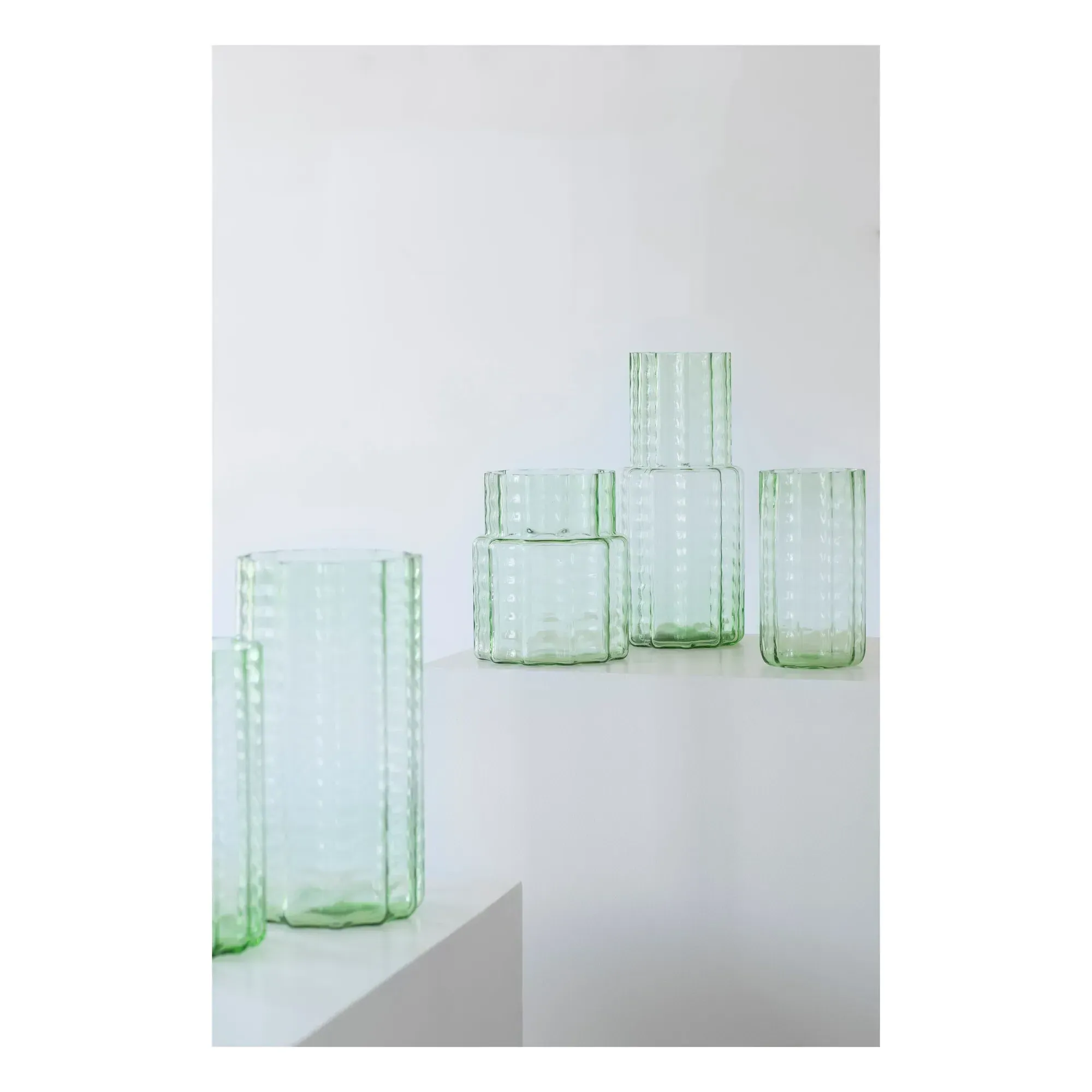 Vase N°4 Waves - Green, Mouthblown Glass alternate view