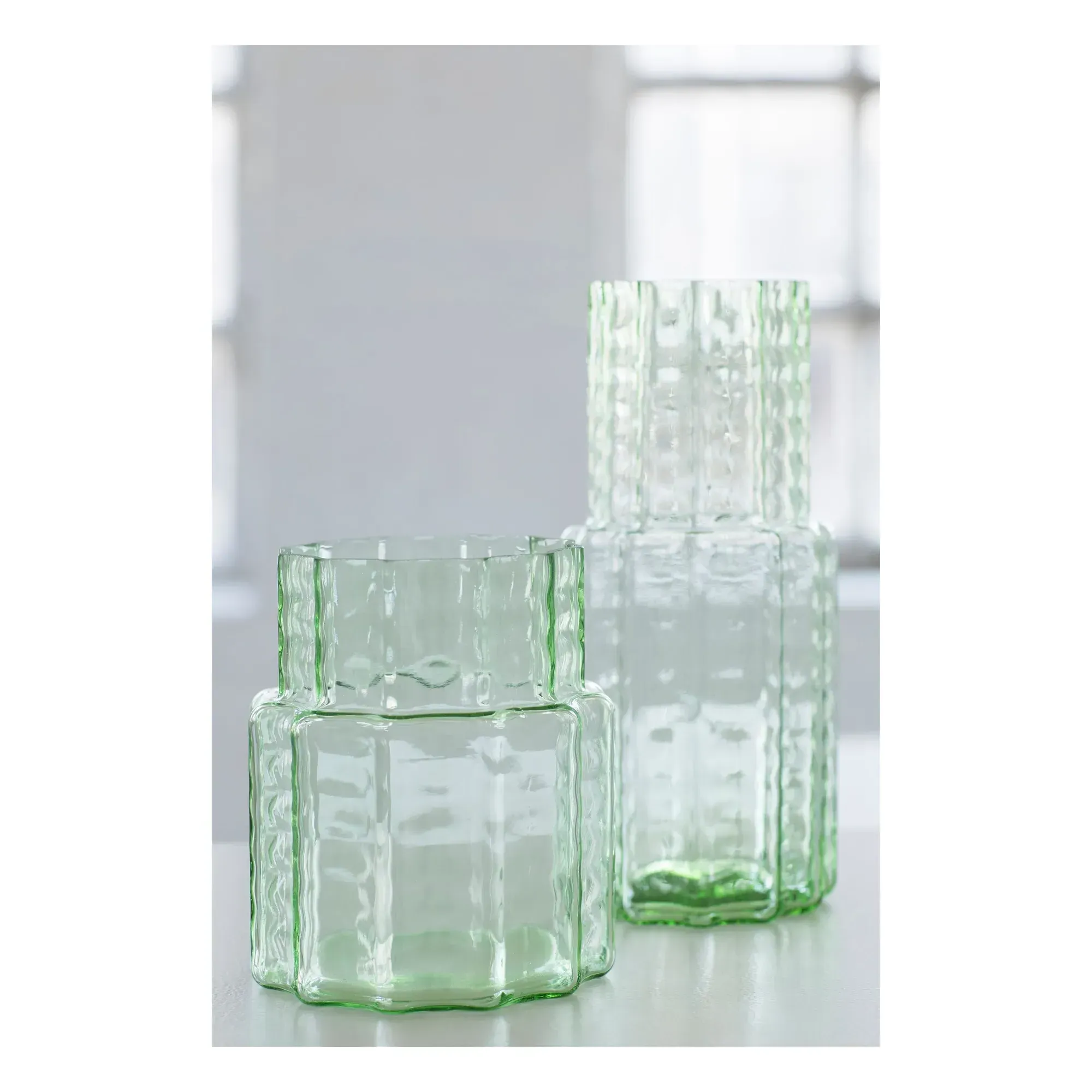 Vase N°5 Waves Glass Vase - Green, Mouthblown Glass alternate view