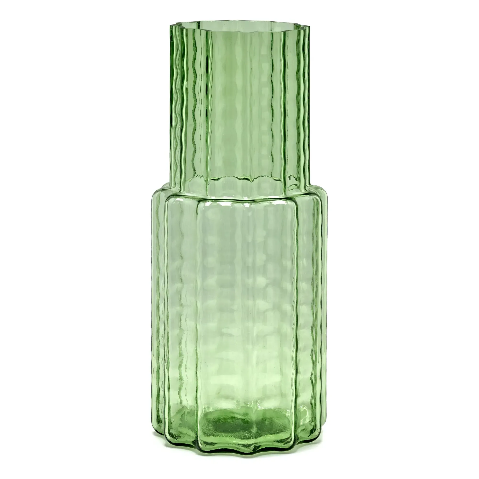 Vase N°5 Waves Glass Vase - Green, Mouthblown Glass product