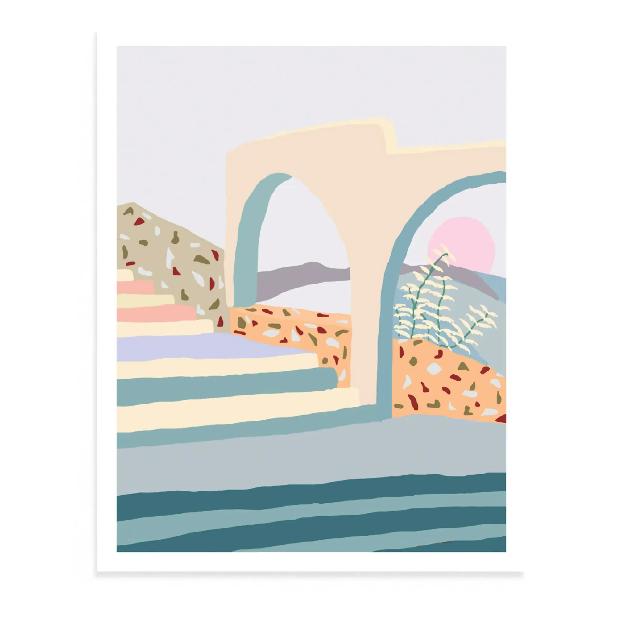 Charlie Bennell Terrazzo Stairs Art Poster - Multicoloured product