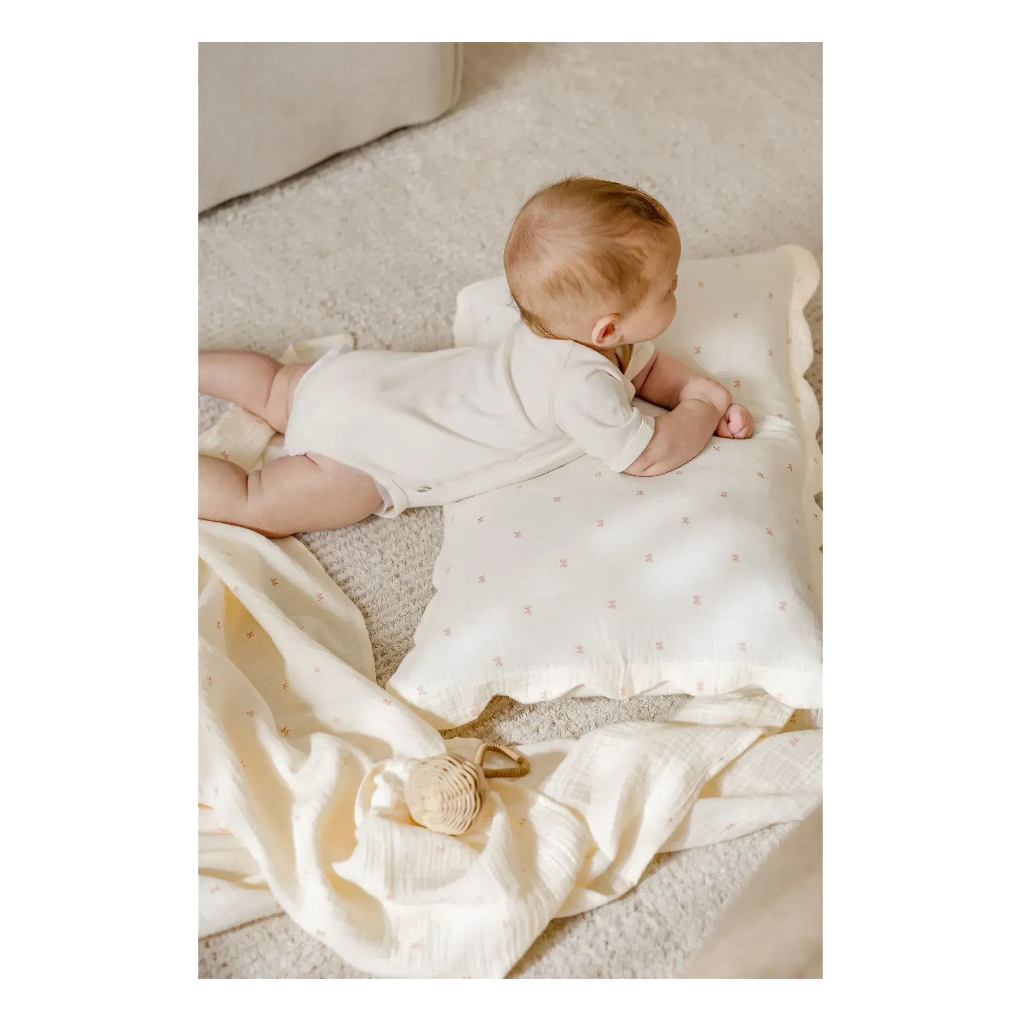 Organic Cotton Ribbon Pillowcase Set of 2 - Ecru alternate view
