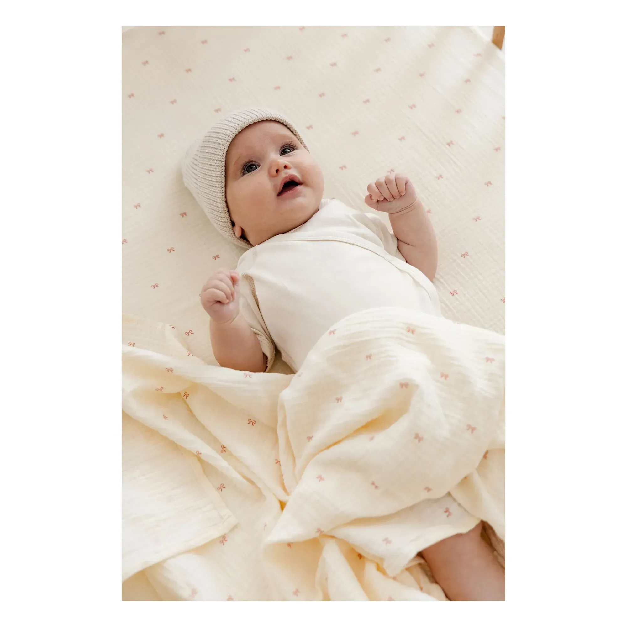 Ribbon Fitted Sheet - Ecru, Organic Cotton alternate view