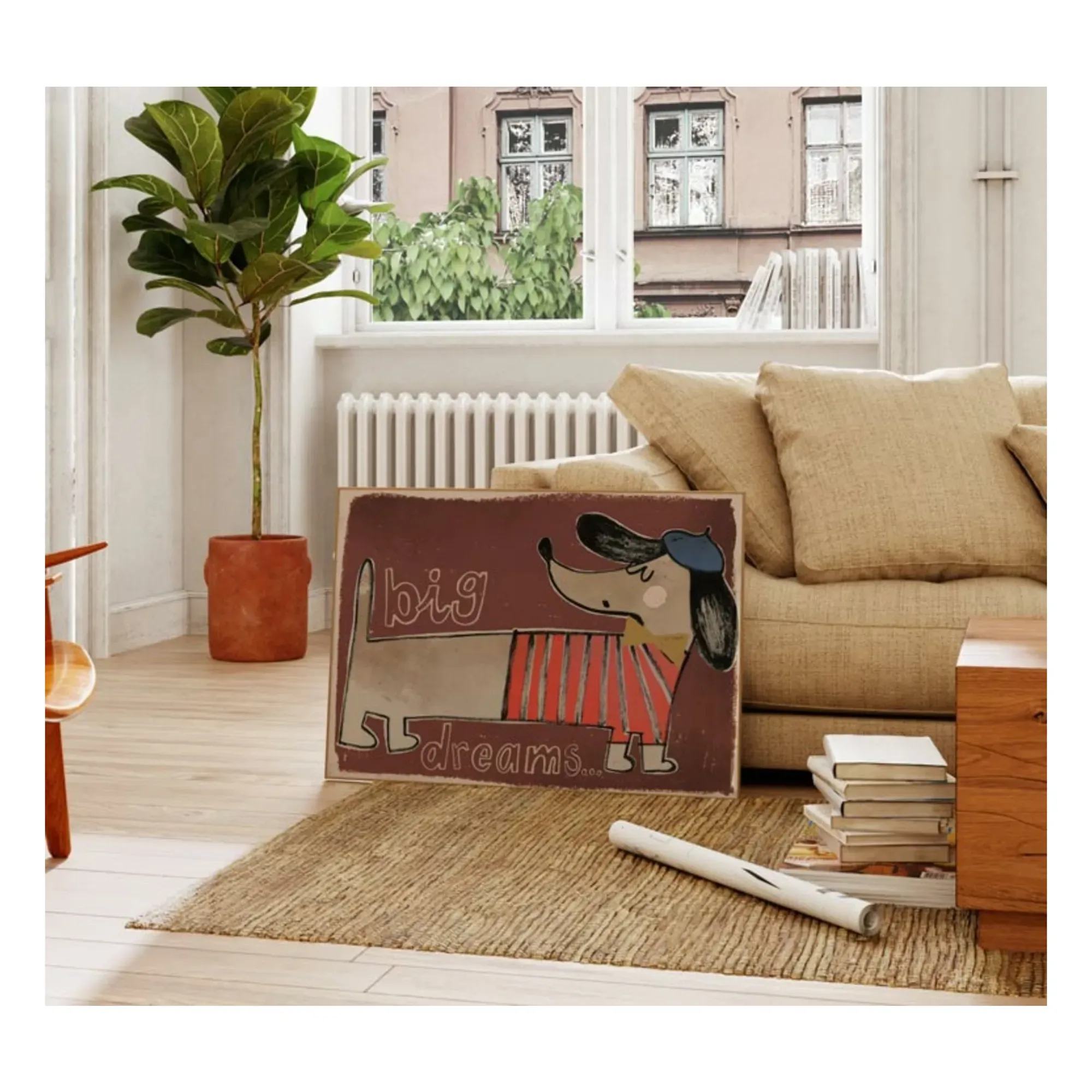 Studioloco 'Big Dreams' Dachshund Poster - Brown alternate view