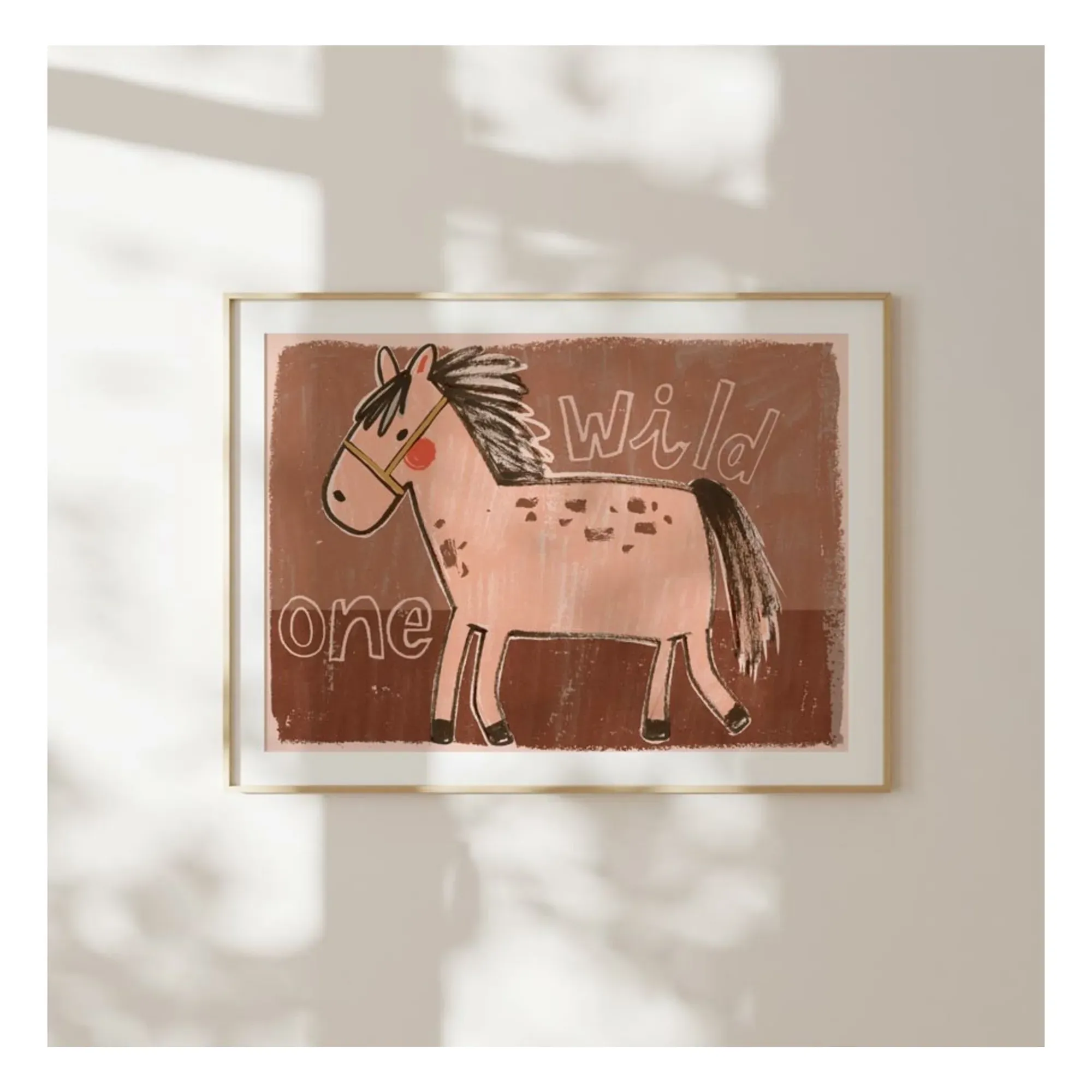 Studioloco Wild One Horse Large Art Poster - Dusty Pink alternate view