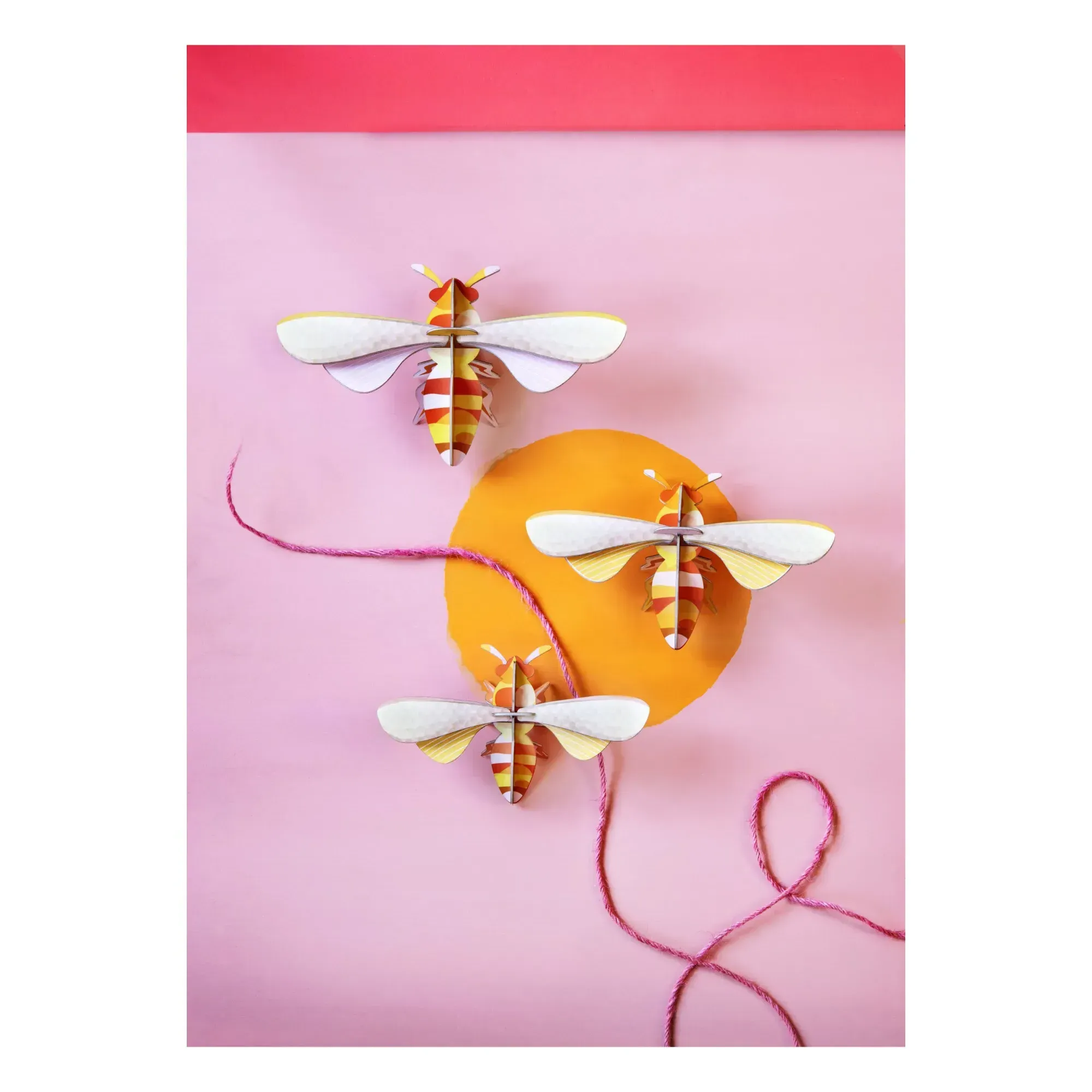 Studio Roof Bee Wall Decorations Set of 3 - Multicoloured, Recycled Cardboard alternate view