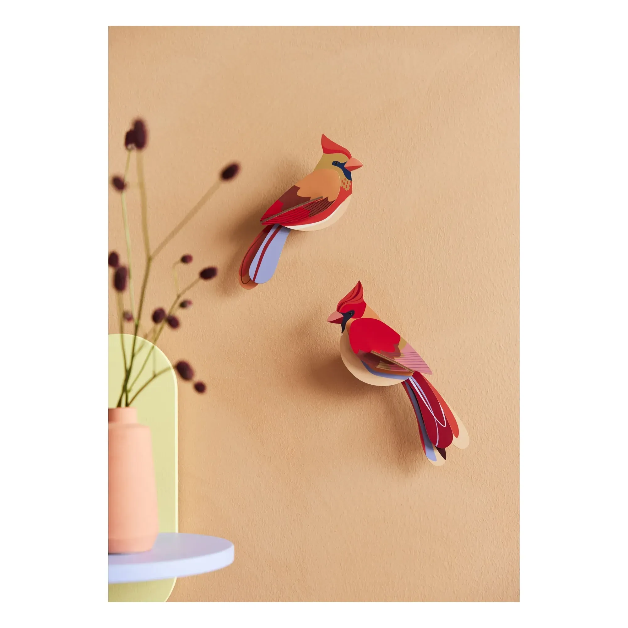 Studio Roof Cardinals Wall Decorations Set of 2 - Red, Recycled Cardboard alternate view