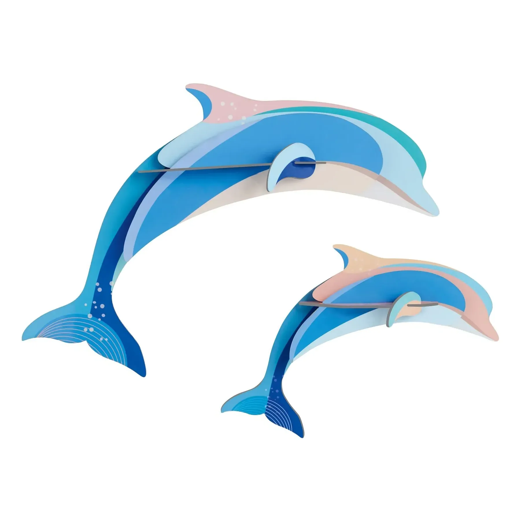 Studio Roof Dolphins Wall Decoration Set of 2 - Light Blue, Cardboard product