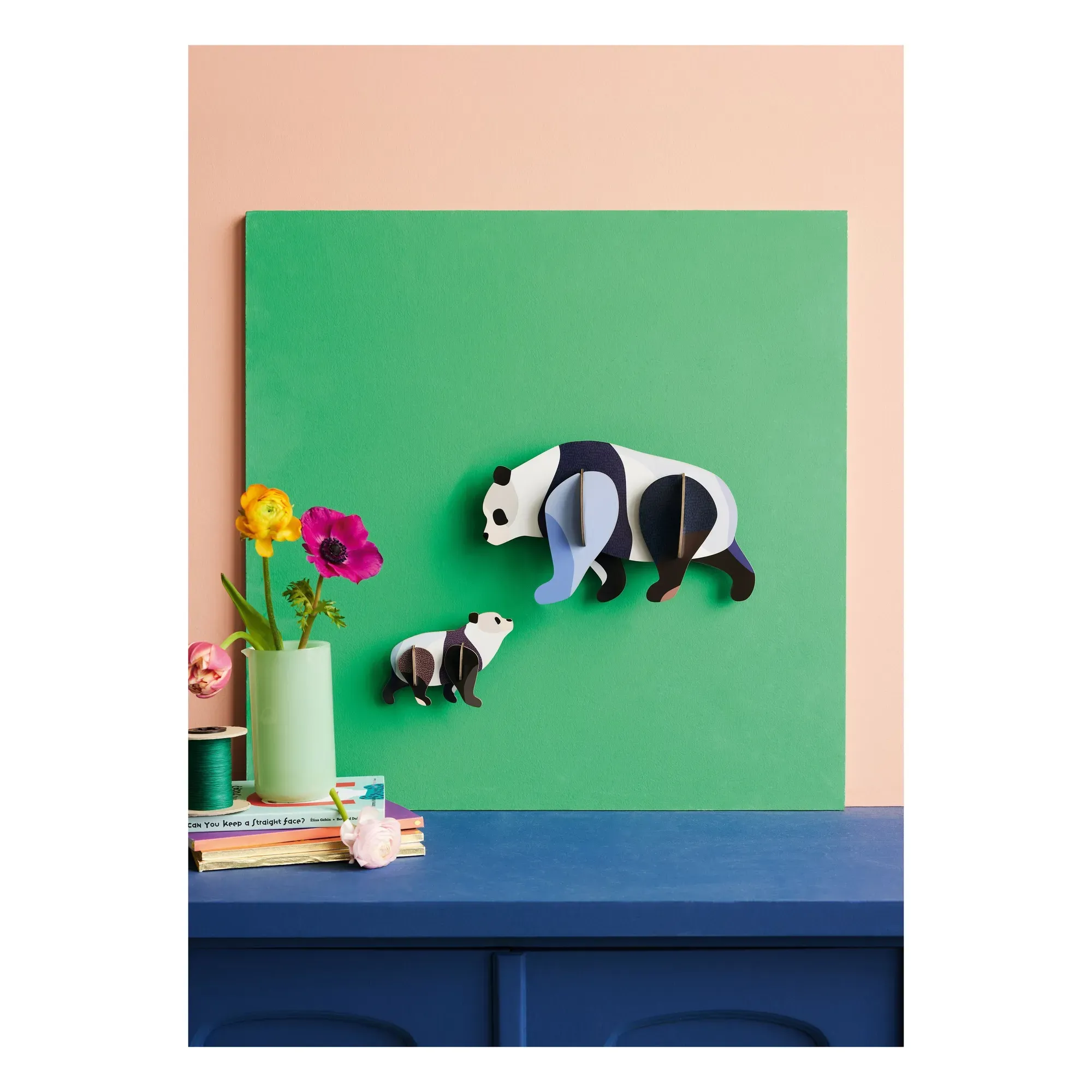 Studio Roof Panda Wall Decorations Set of 2 - Black, Recycled Cardboard alternate view