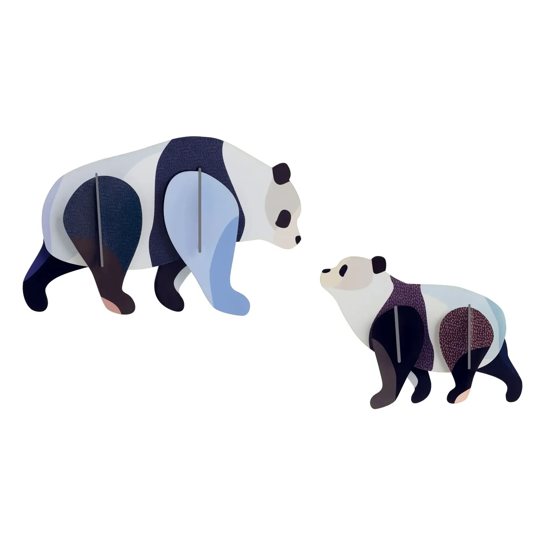 Studio Roof Panda Wall Decorations Set of 2 - Black, Recycled Cardboard product