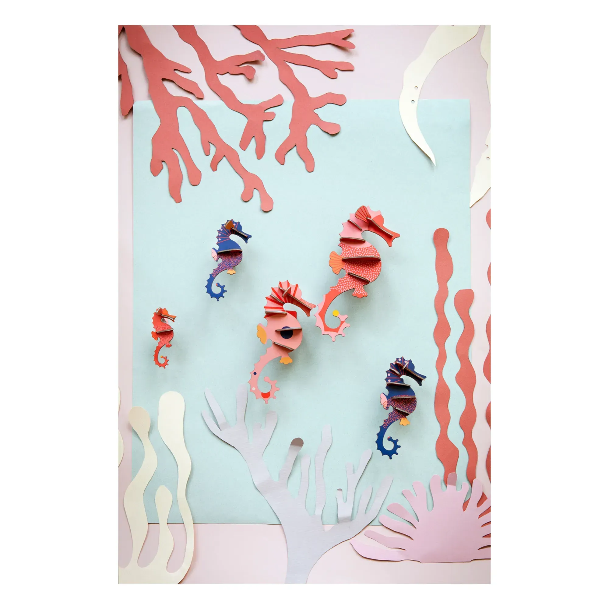 Studio Roof Seahorse Wall Decorations Set of 5 - Multicoloured, Recycled Cardboard alternate view