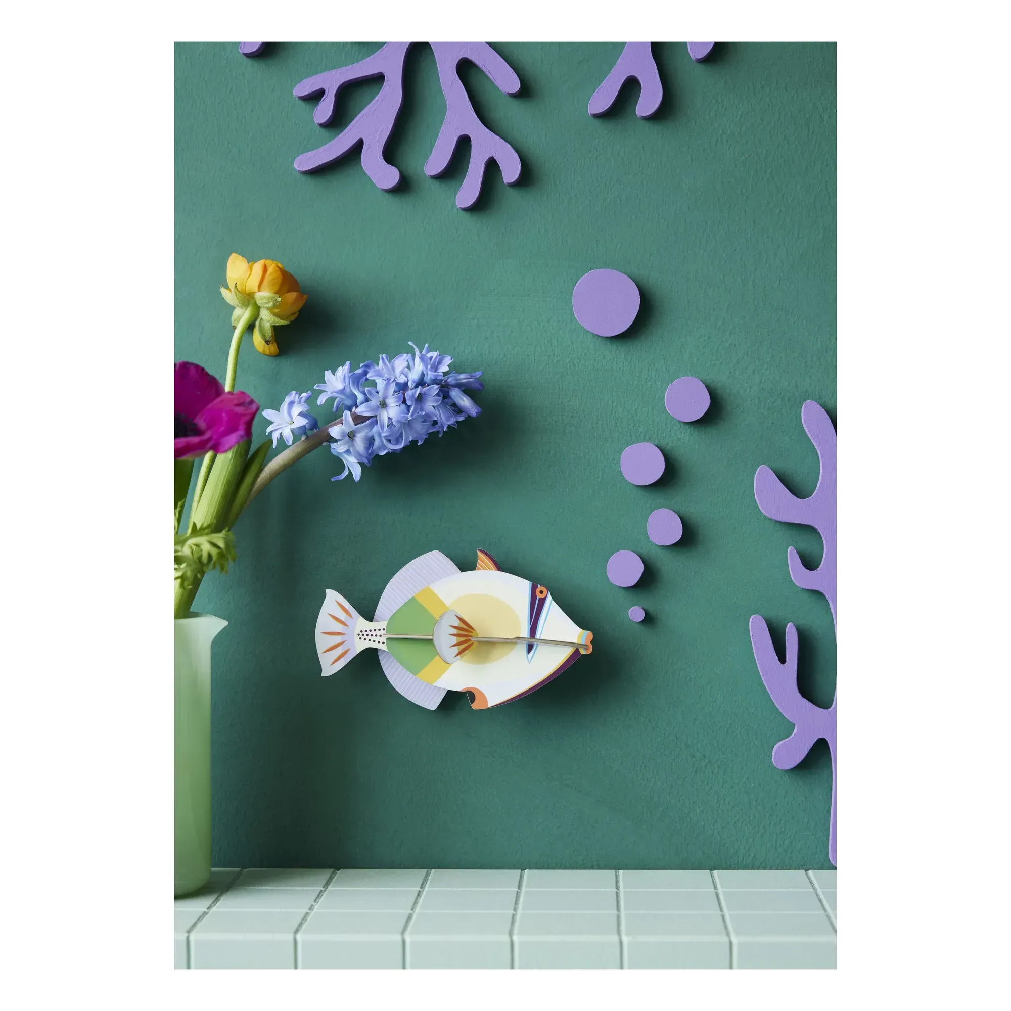 Studio Roof Triggerfish 3D Wall Decoration - Multicoloured, Cardboard alternate view