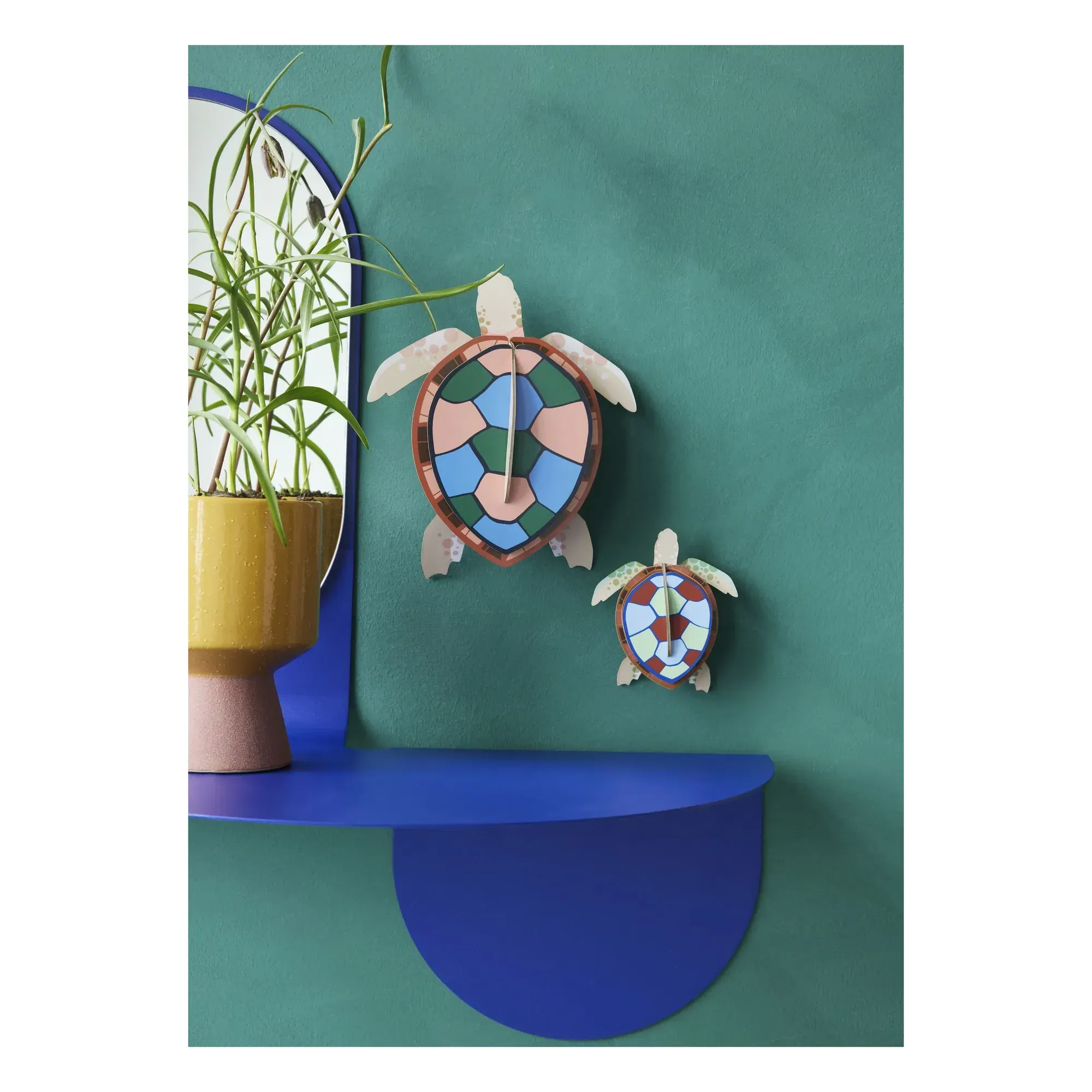Studio Roof Turtles 3D Wall Decoration Set of 2 - Multicoloured, Cardboard alternate view
