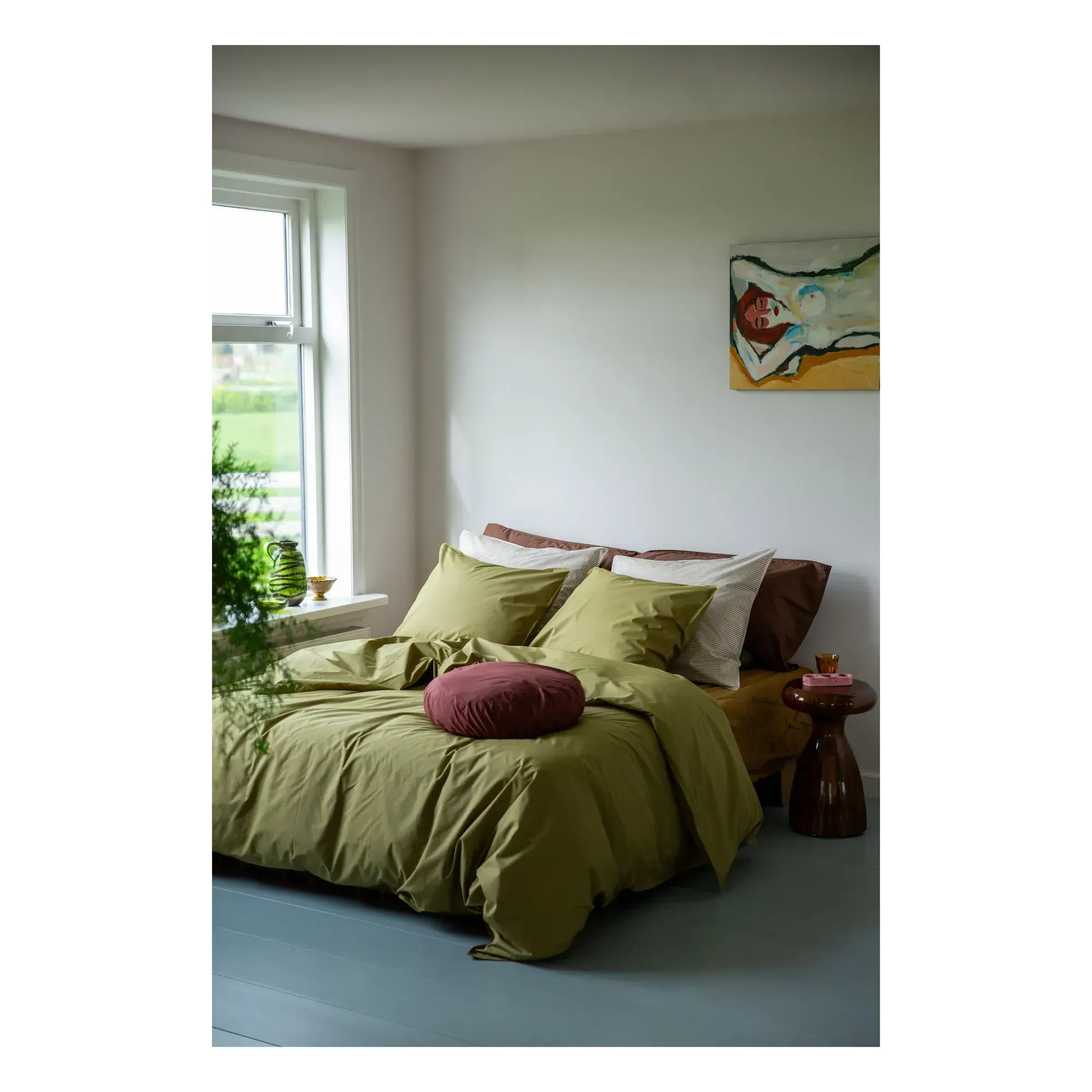 Bigdot Round Cushion - Coffee Brown, Organic Cotton Percale alternate view