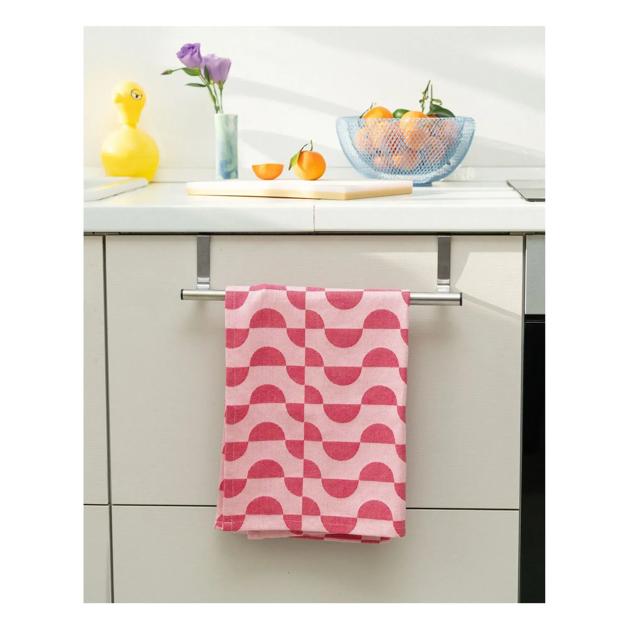 Cherry Flakes Tea Towel - Pink, Organic Cotton alternate view