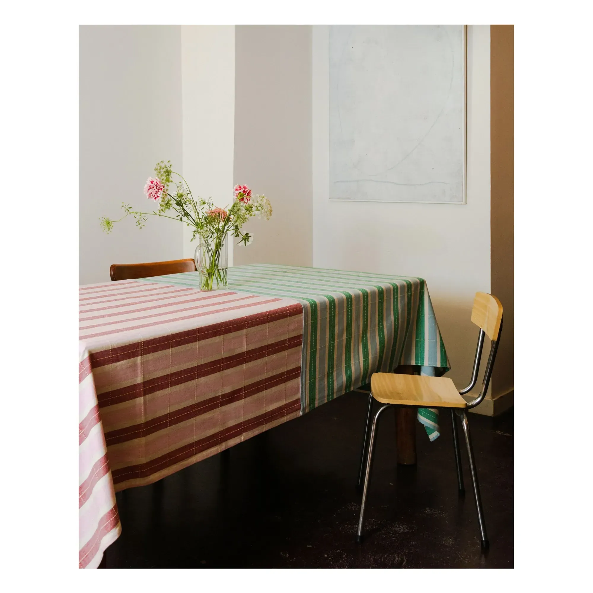 Tarta Gelatina Striped Tablecloth - Green, Cotton alternate view