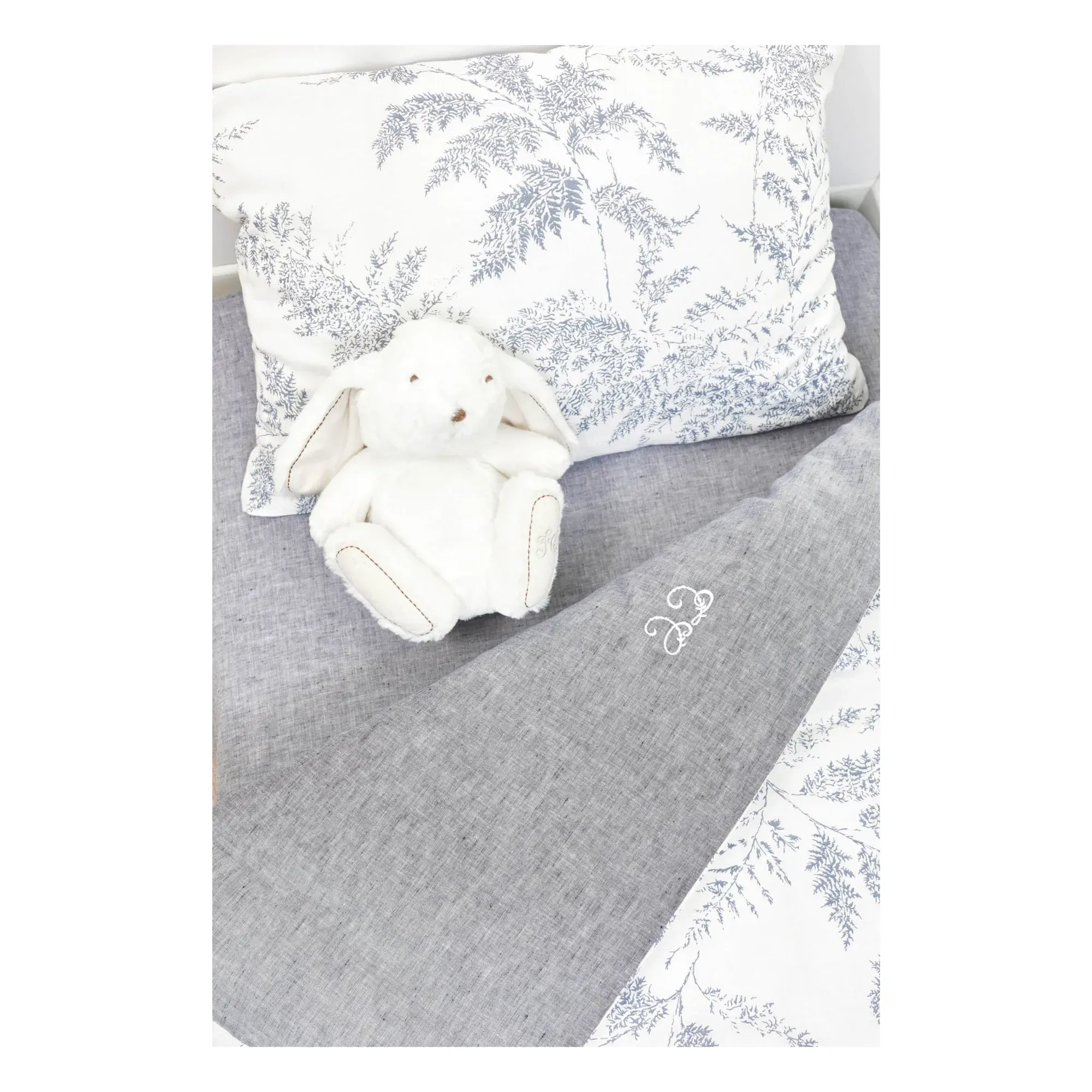 Feuillage Reversible Bed Linen Set - Grey, Cotton Linen alternate view