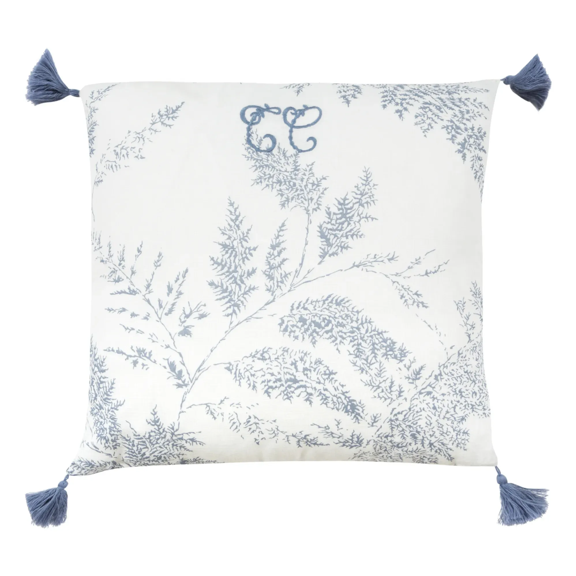 Foliage Cushion with Removable Cover - Navy Blue, Linen product