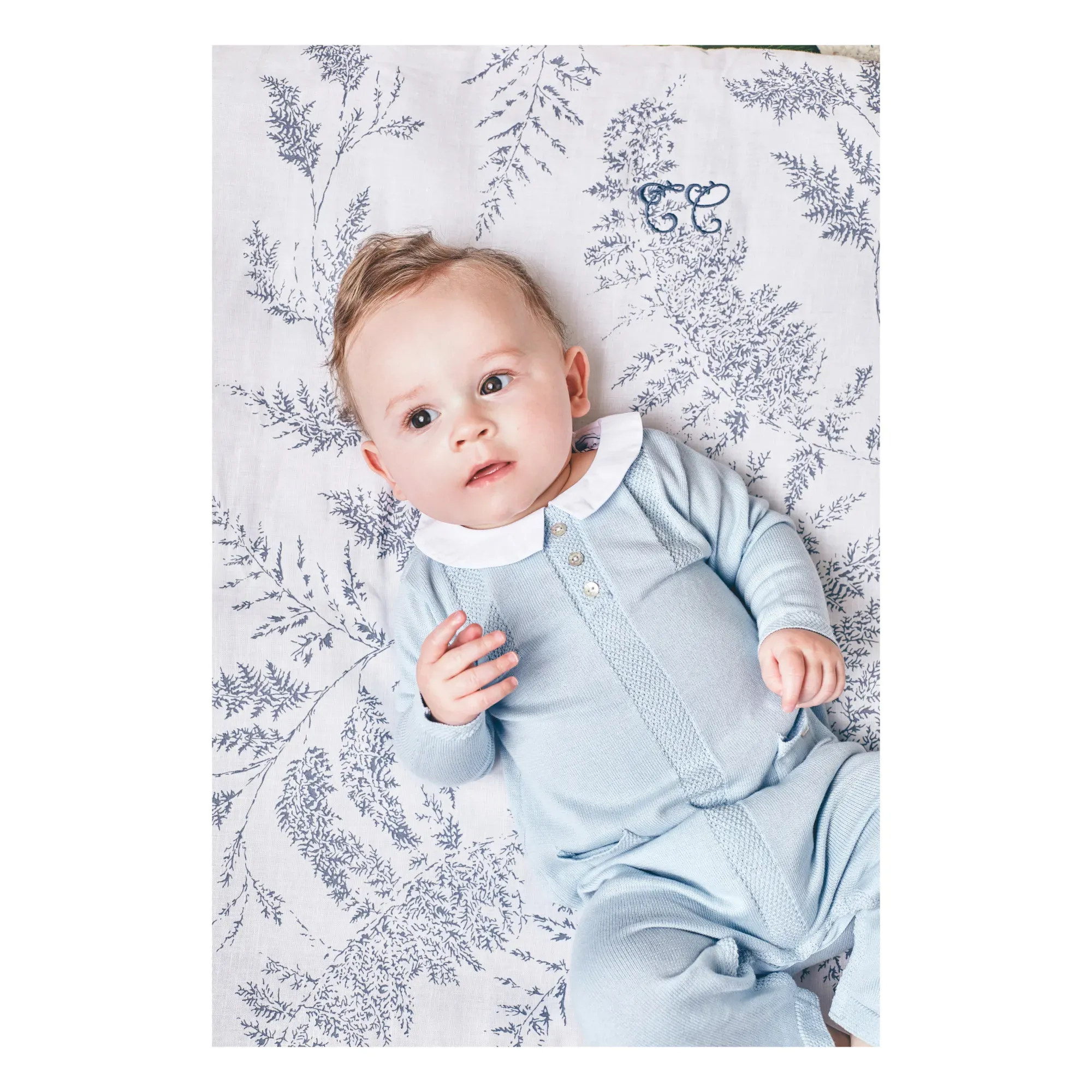 Leaf-Print Blanket - Grey, Cotton Linen alternate view