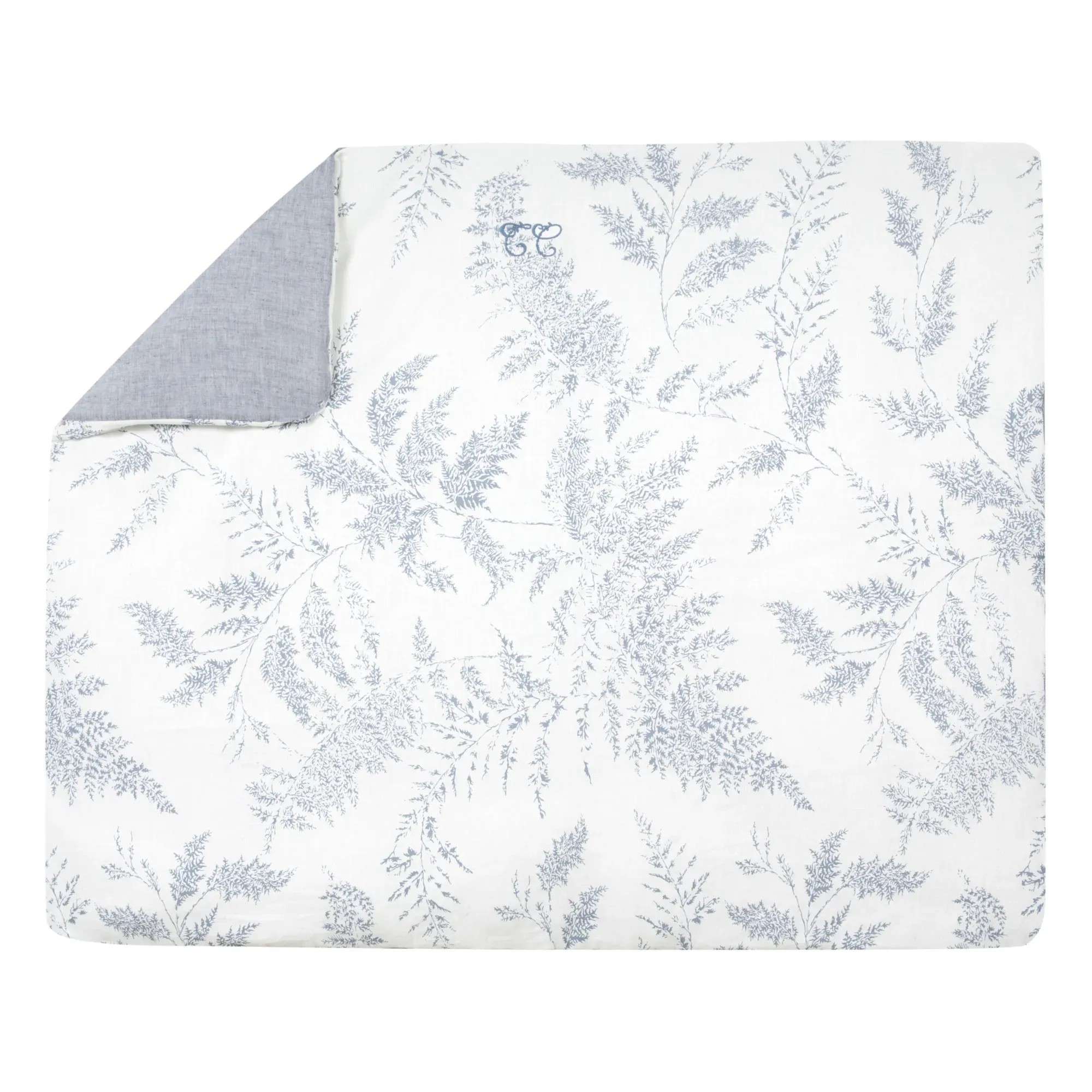 Leaf-Print Blanket - Grey, Cotton Linen product