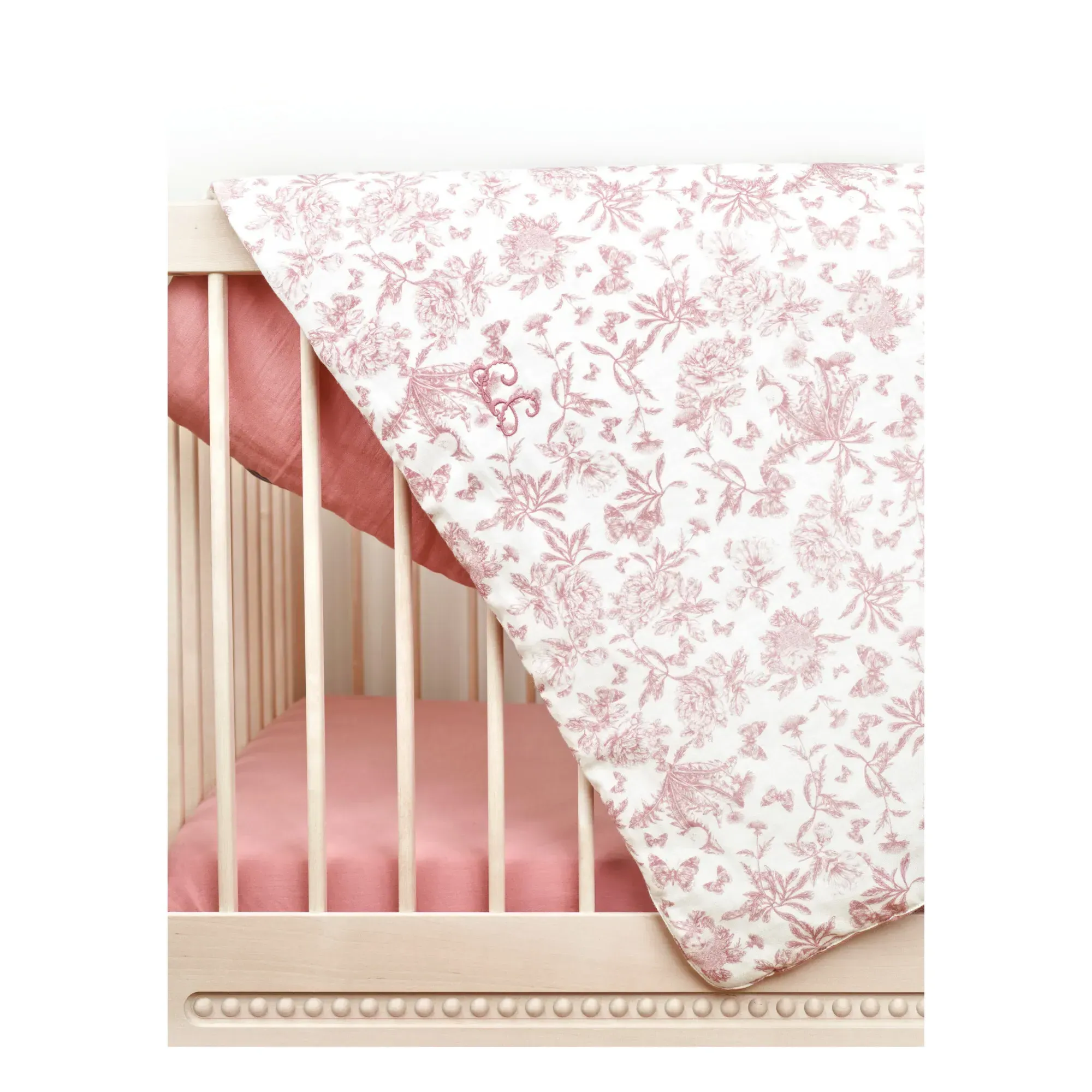 Toile de Jouy Reversible Blanket - Peach, Cotton alternate view