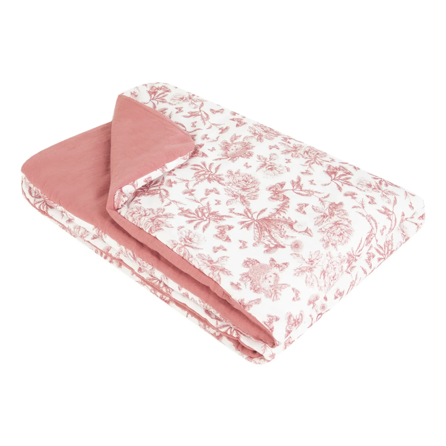 Toile de Jouy Reversible Blanket - Peach, Cotton product