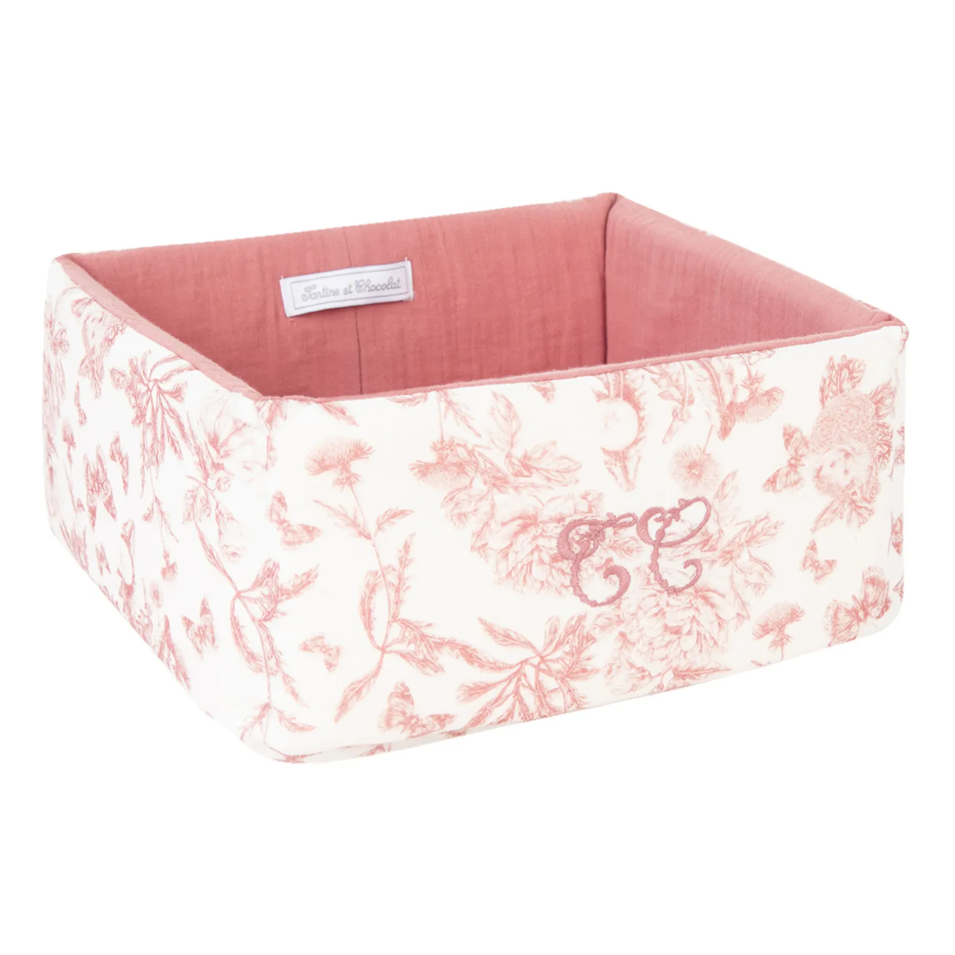 Toile de Jouy Small Storage Basket - Peach, Cotton product