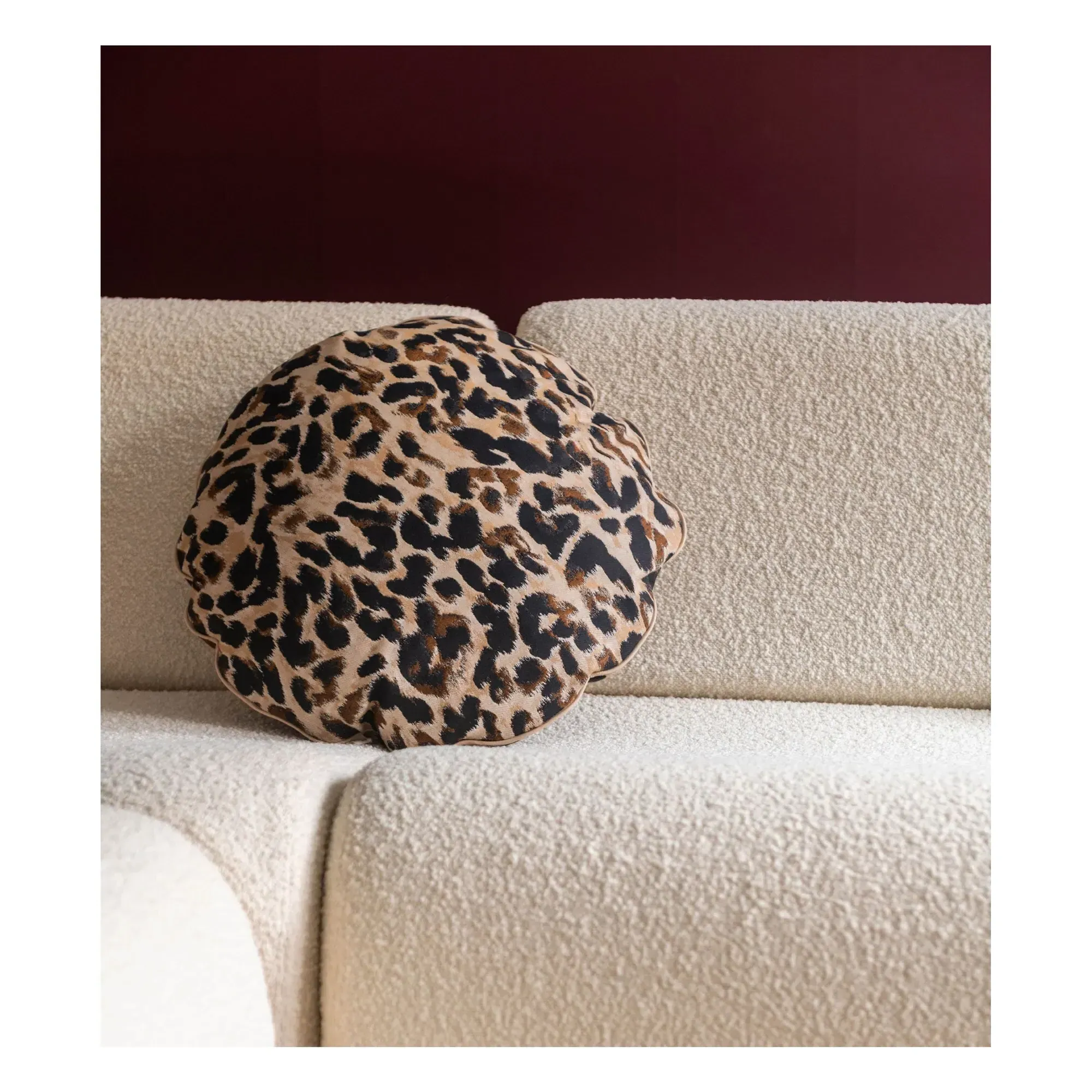 Bomboloni Round Cushion - Leopard, Cotton Jacquard alternate view