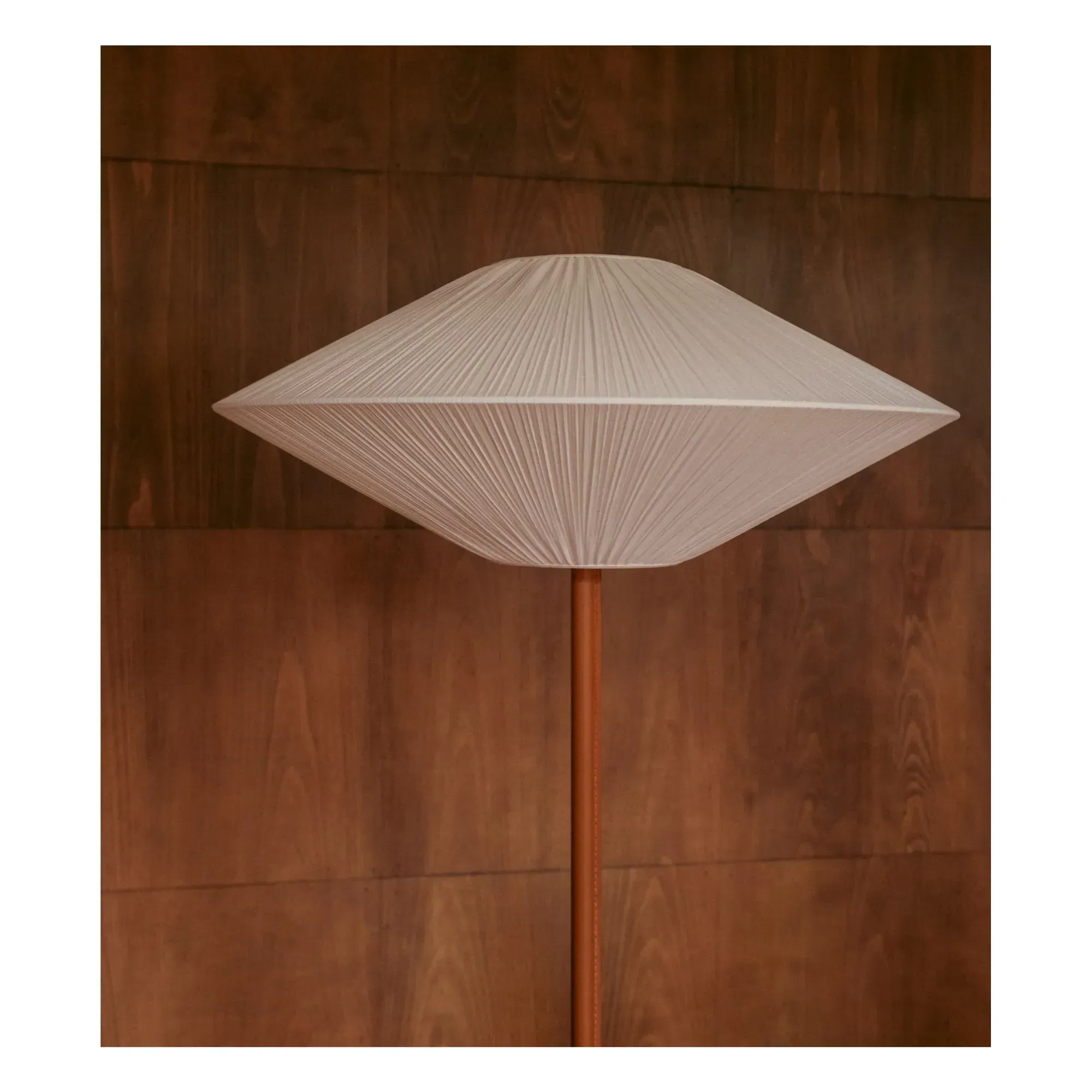 Brera Floor Lamp Pleated Shade - Cognac, Leather alternate view