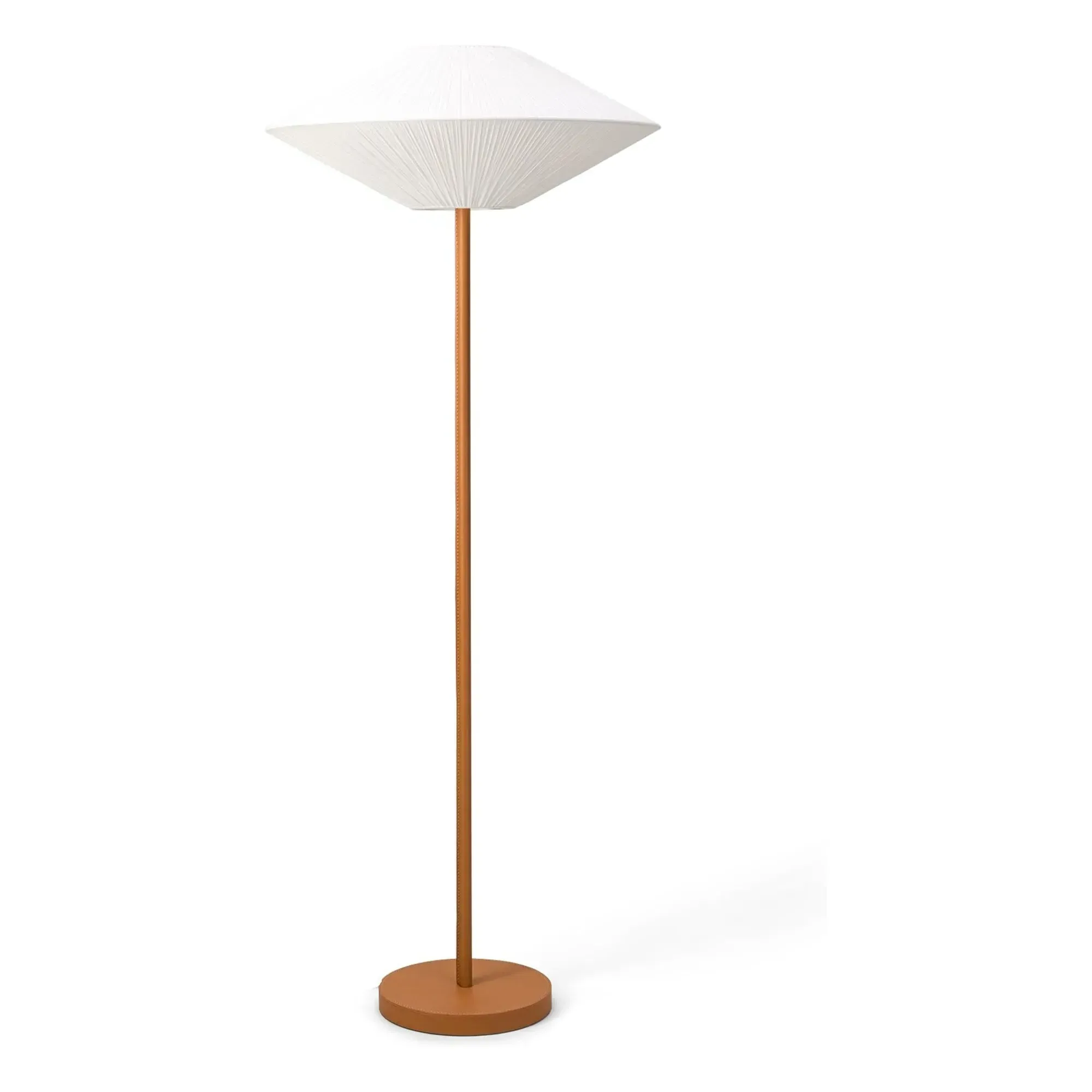 Brera Floor Lamp Pleated Shade - Cognac, Leather product