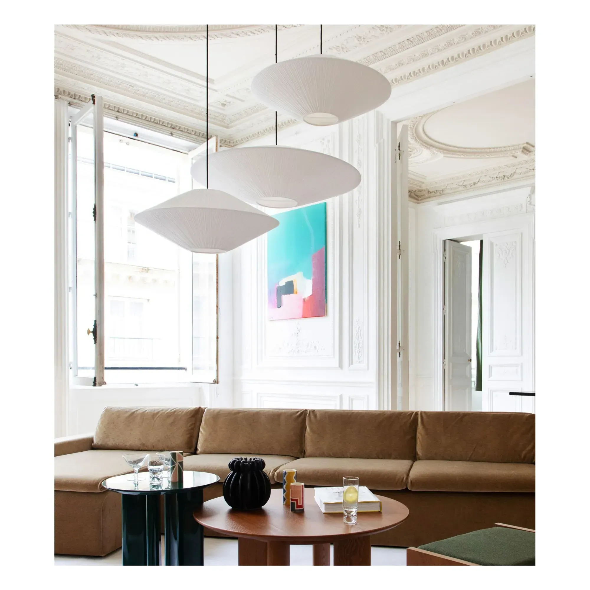 Brera Hanging Lamp - Cream, Pleated Cotton alternate view