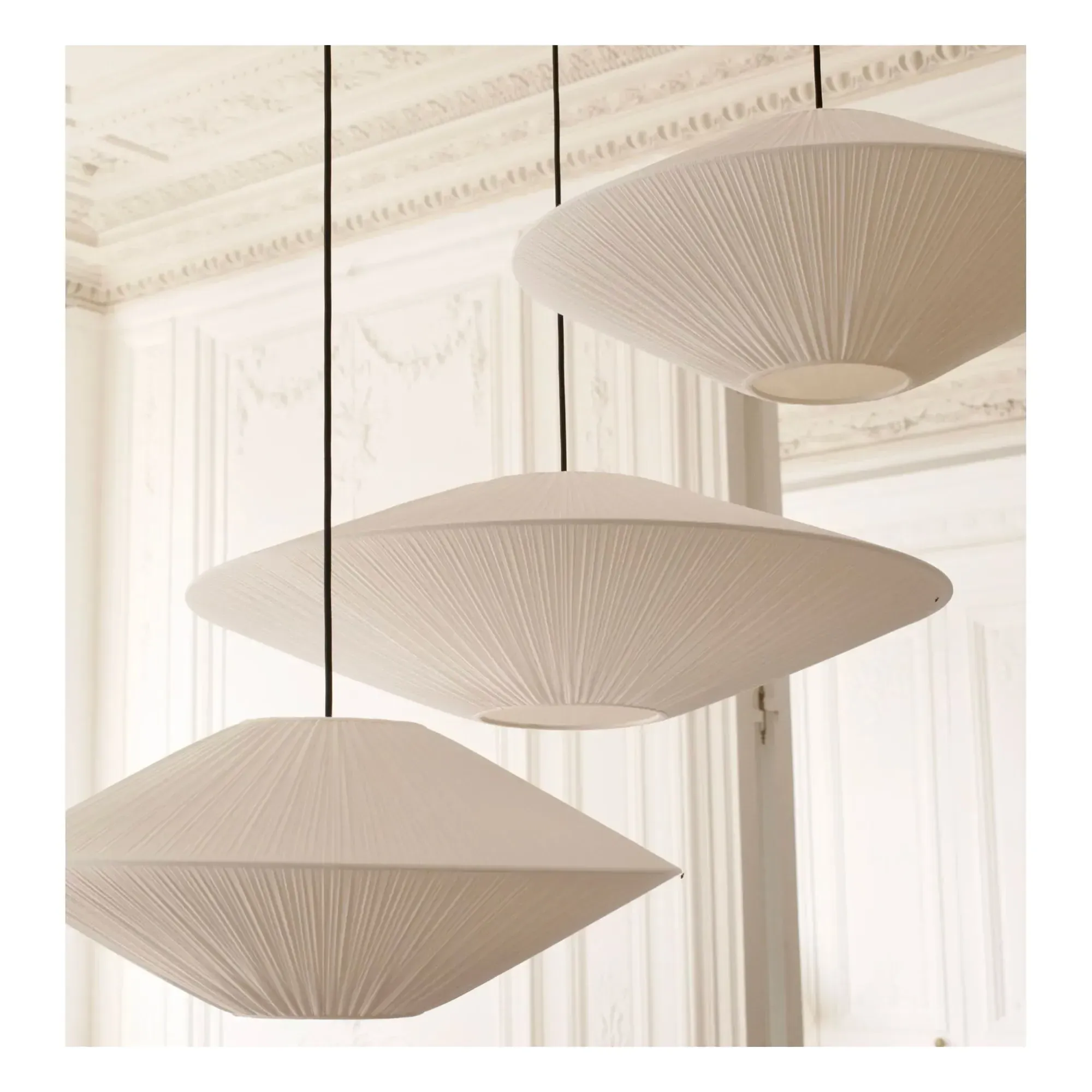 Brera Large Pleated Cotton Pendant Light - Cream alternate view