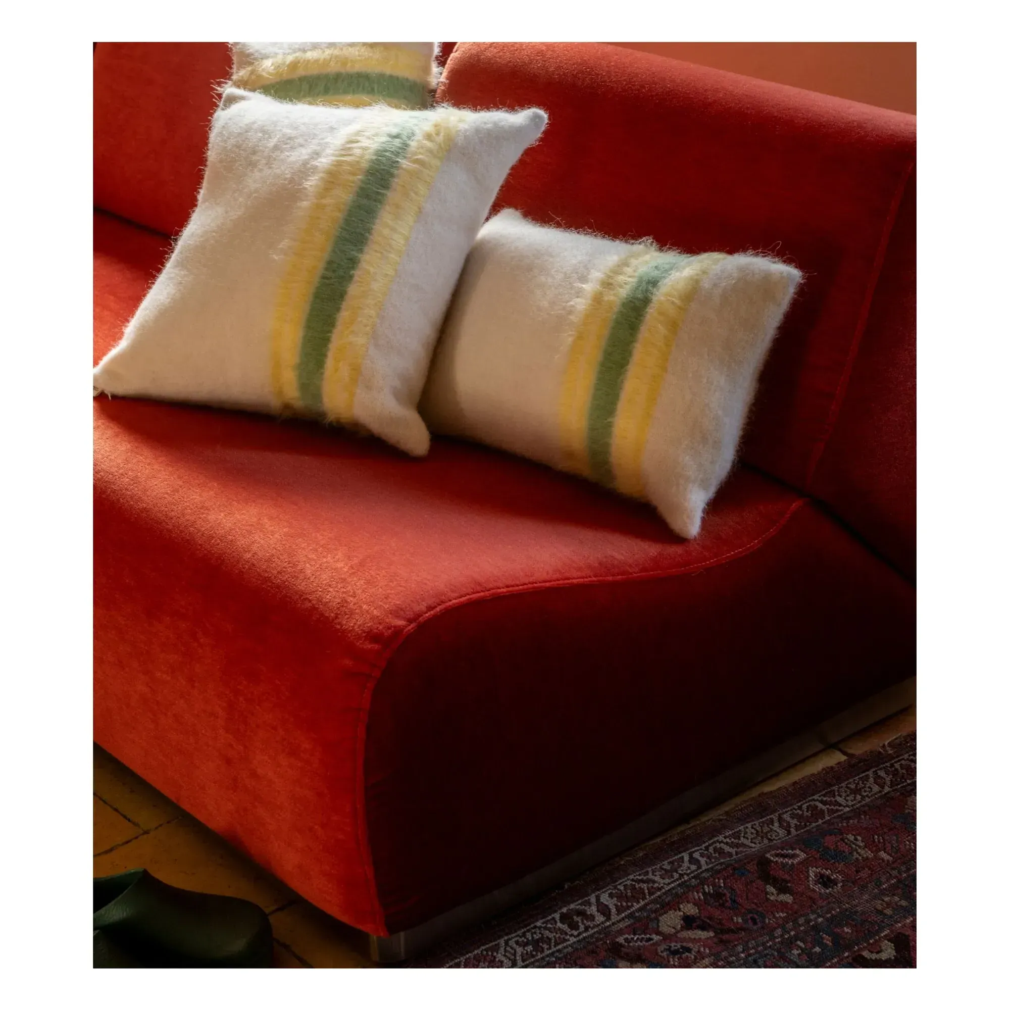 Carino Square Cushion - Yellow, Mohair Wool Blend alternate view