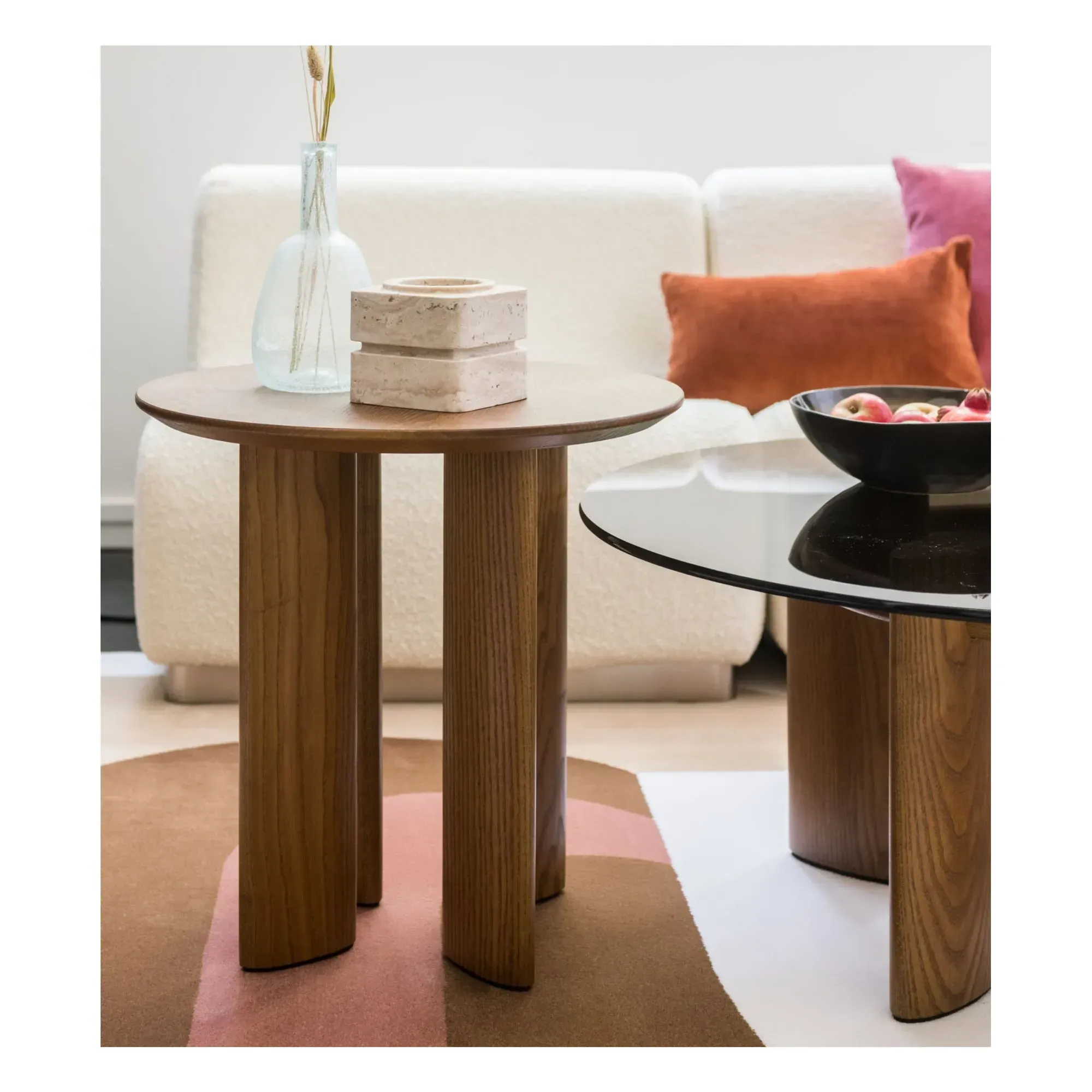 Carlotta Round Side Table - Iroko, Ash alternate view