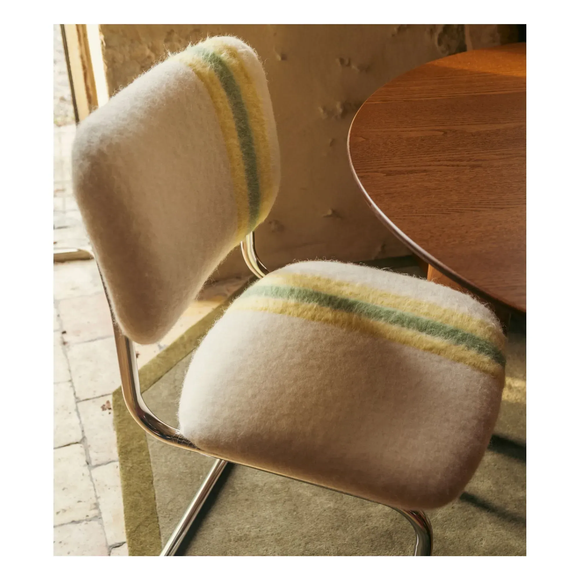 Classica Striped Chair - Yellow, Mohair Wool Blend alternate view