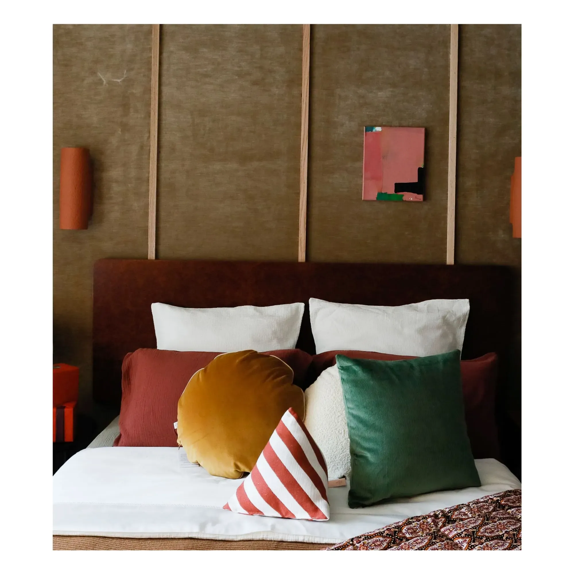 Divino Striped Cushion - Brick Red, Jacquard alternate view