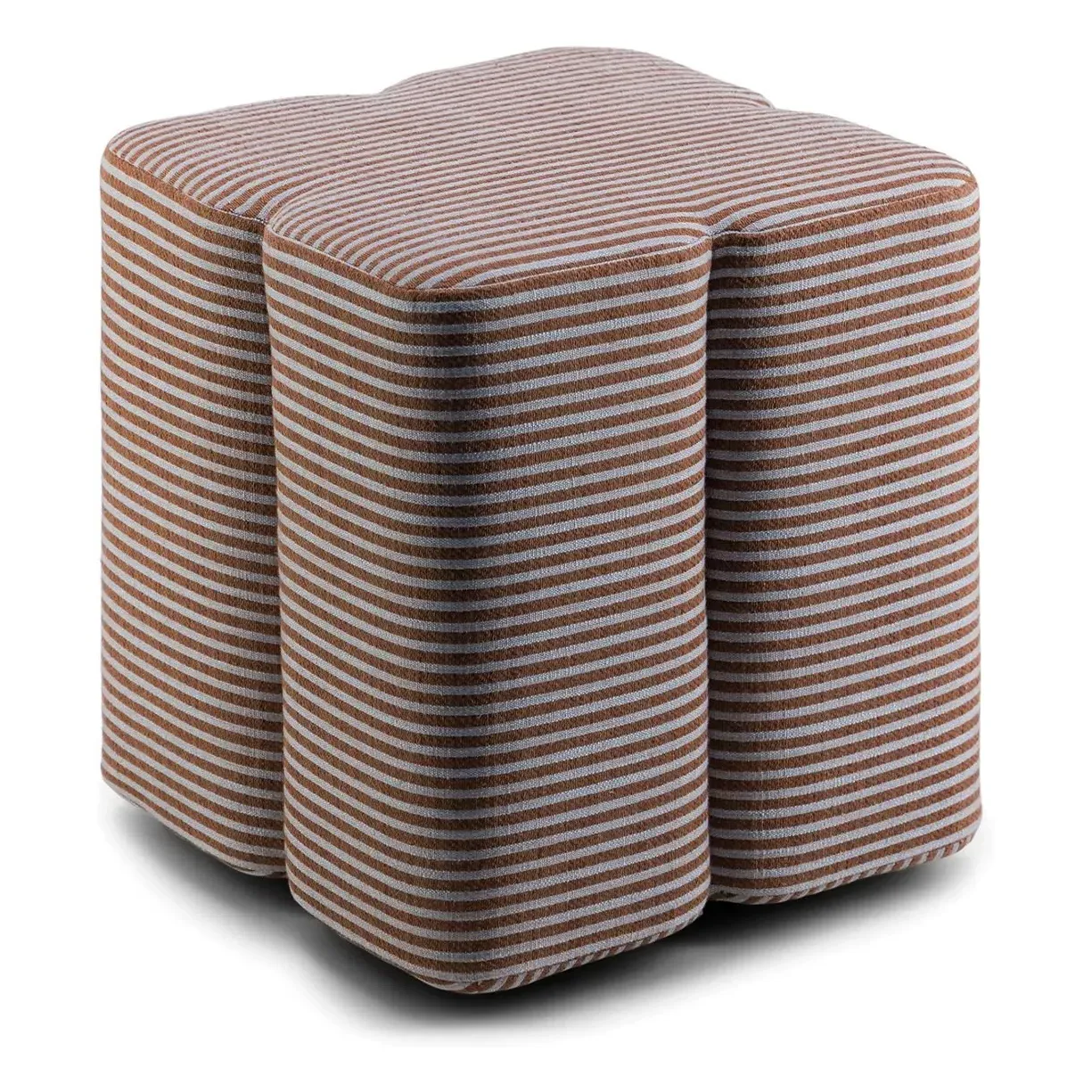 Fiori Round Pouffe - Brown, Striped Fabric product